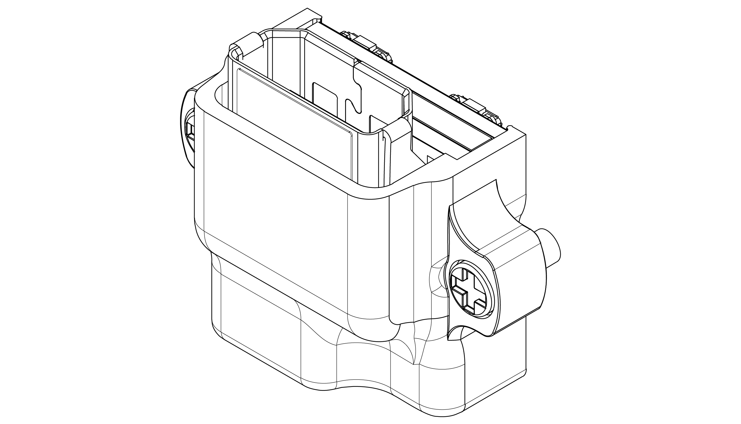 Isometric line drawing of the X3R32-HDMI headstage
