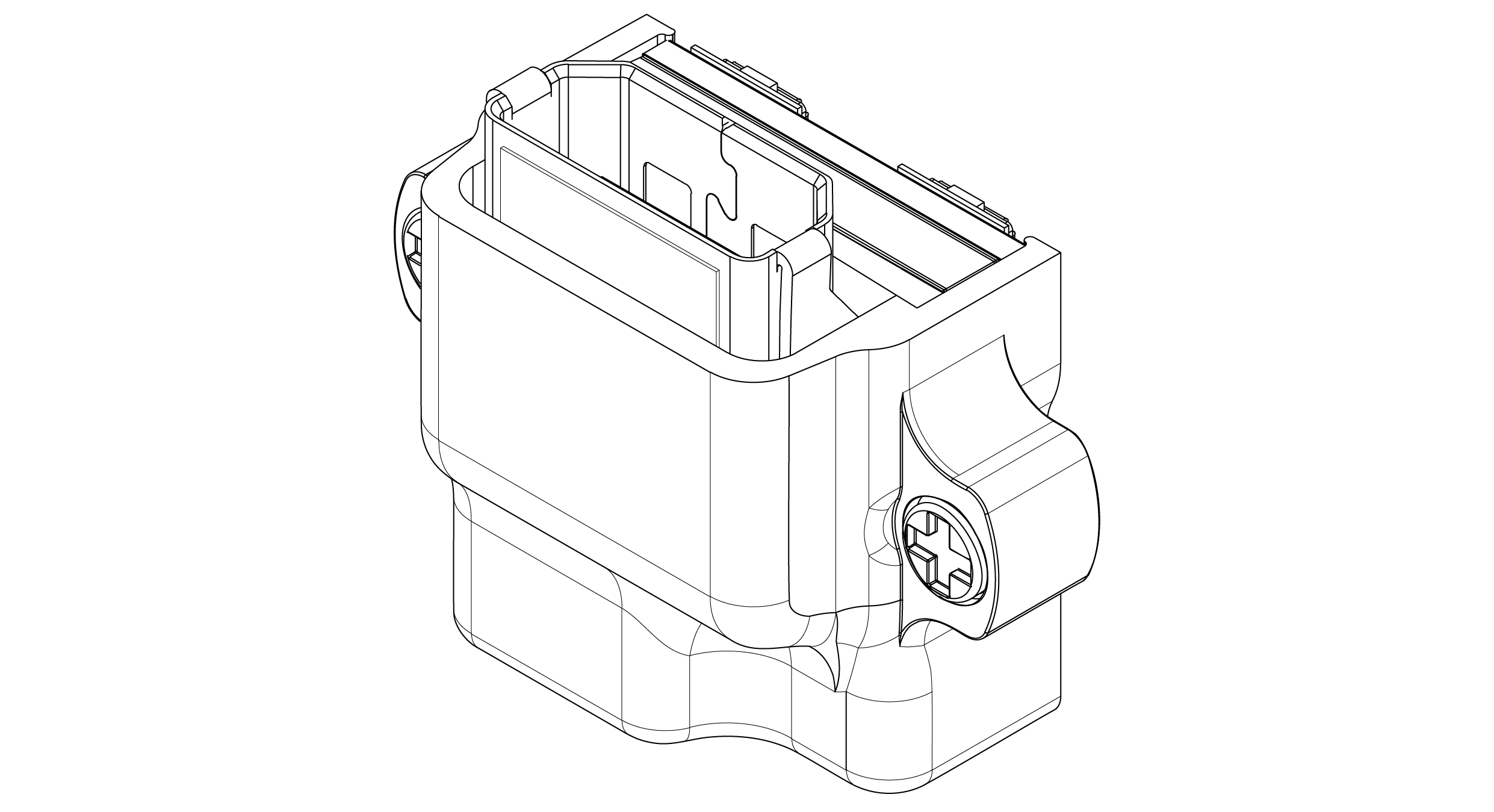 Isometric line drawing of the X3R64-HDMI headstage