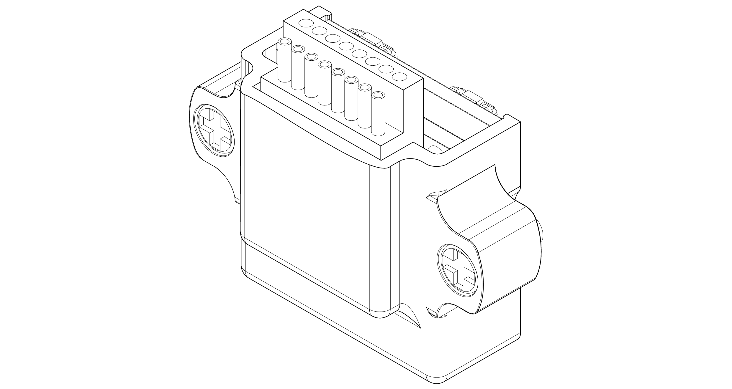 Isometric line drawing of the X3SR32-OM headstage