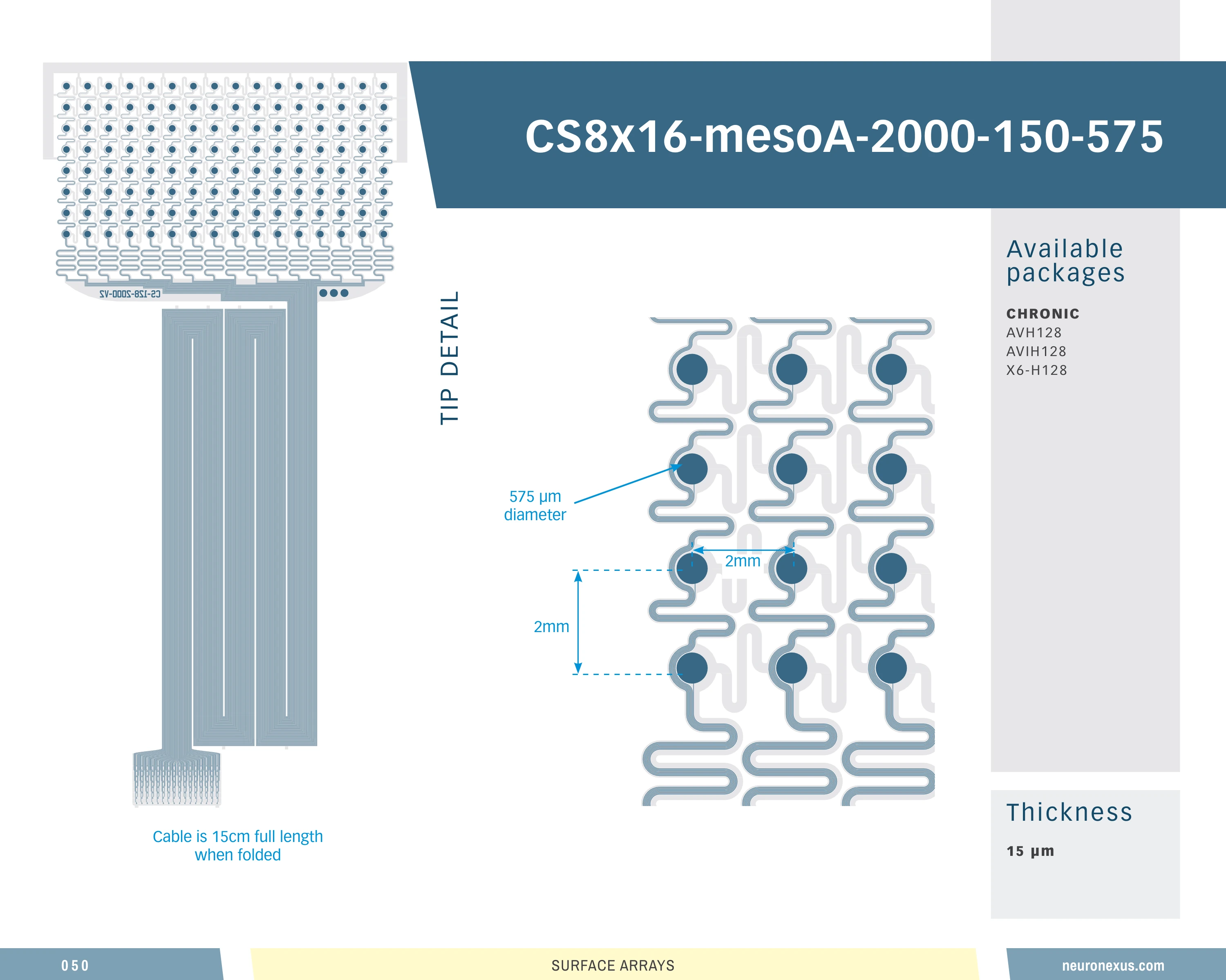 NeuroNexus Cs8x16 Meso A 2000 Cl150 575 grid