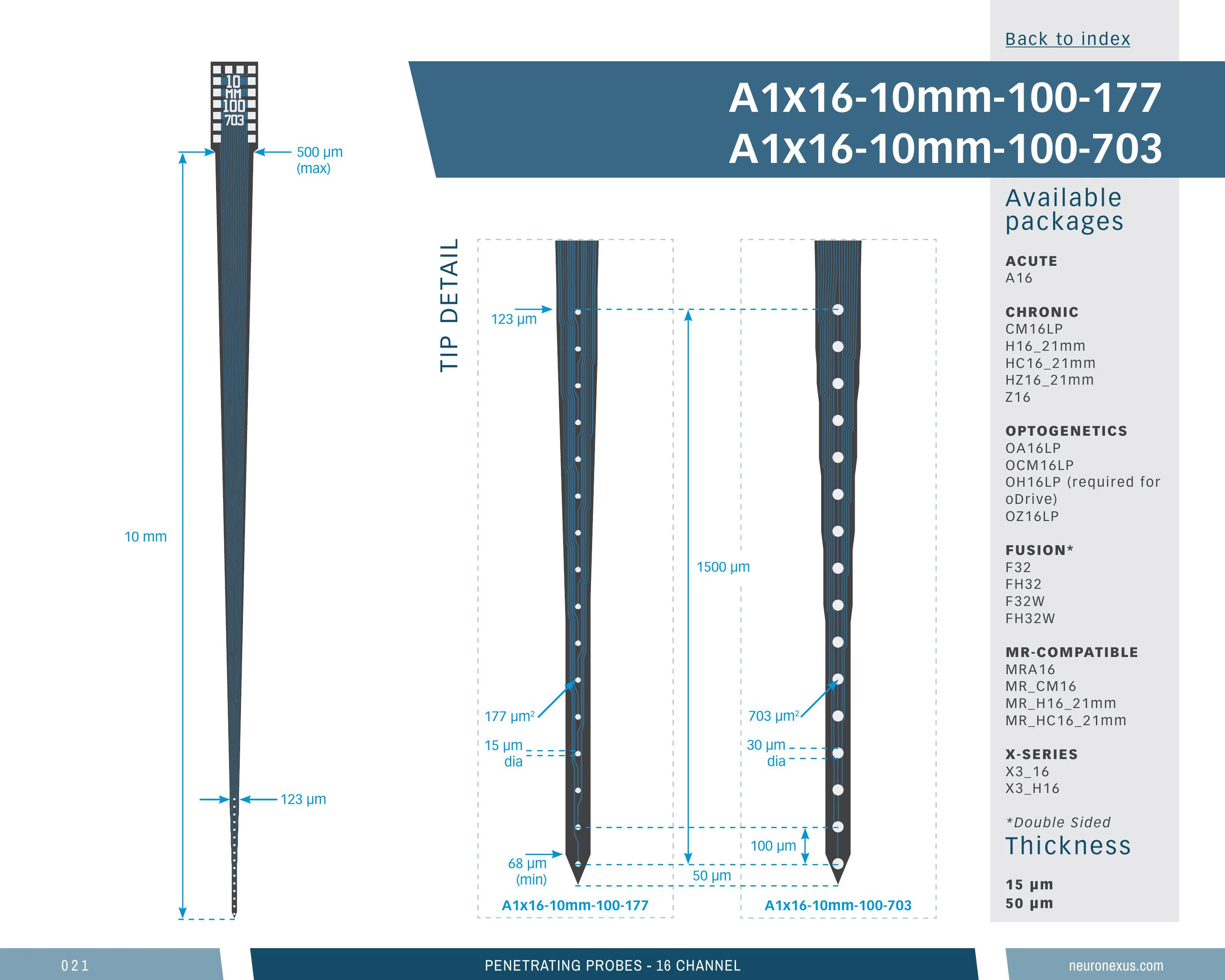 NeuroNexus A1x16 10mm 100 177 probe
