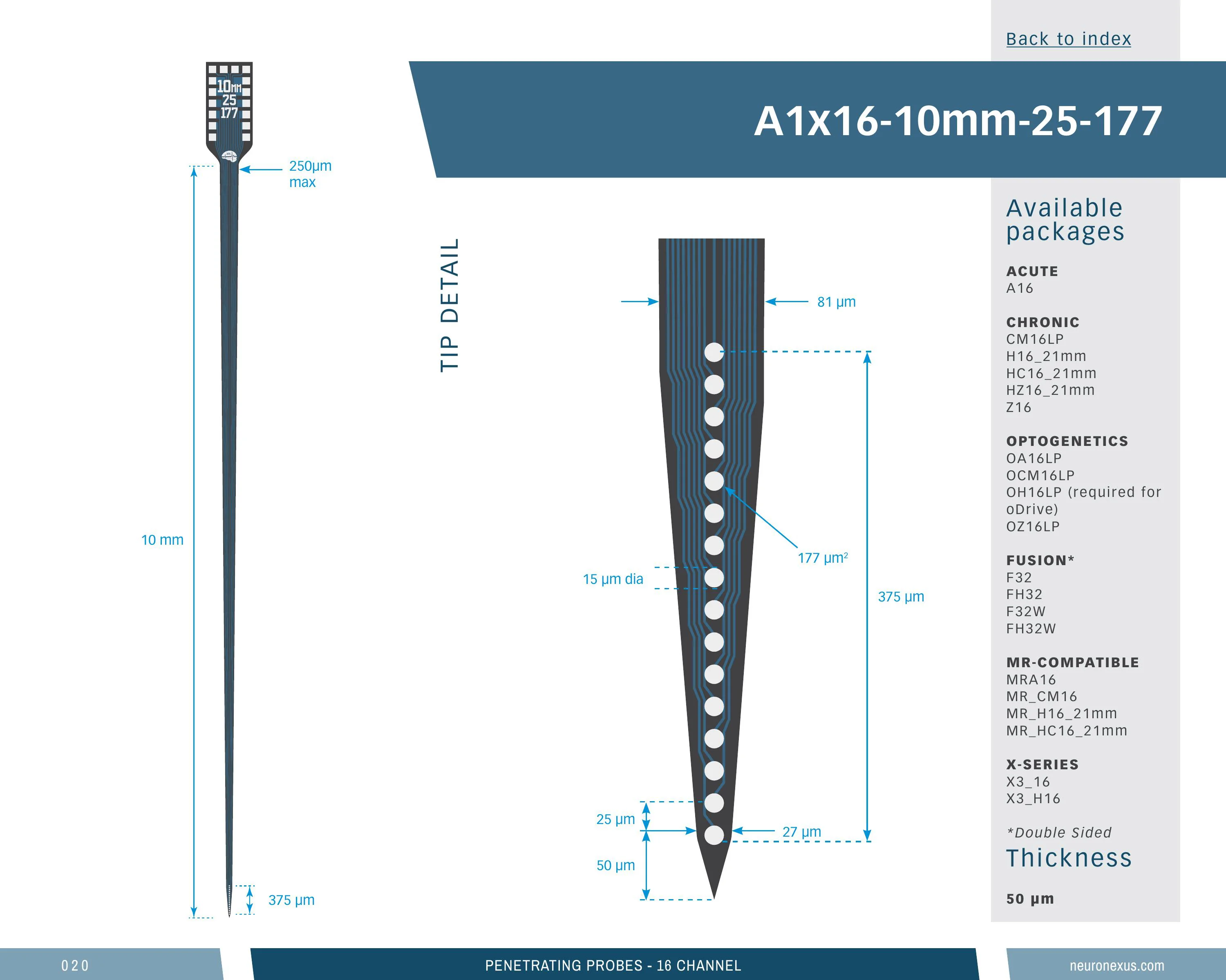 NeuroNexus A1x16 10mm 25 177 probe