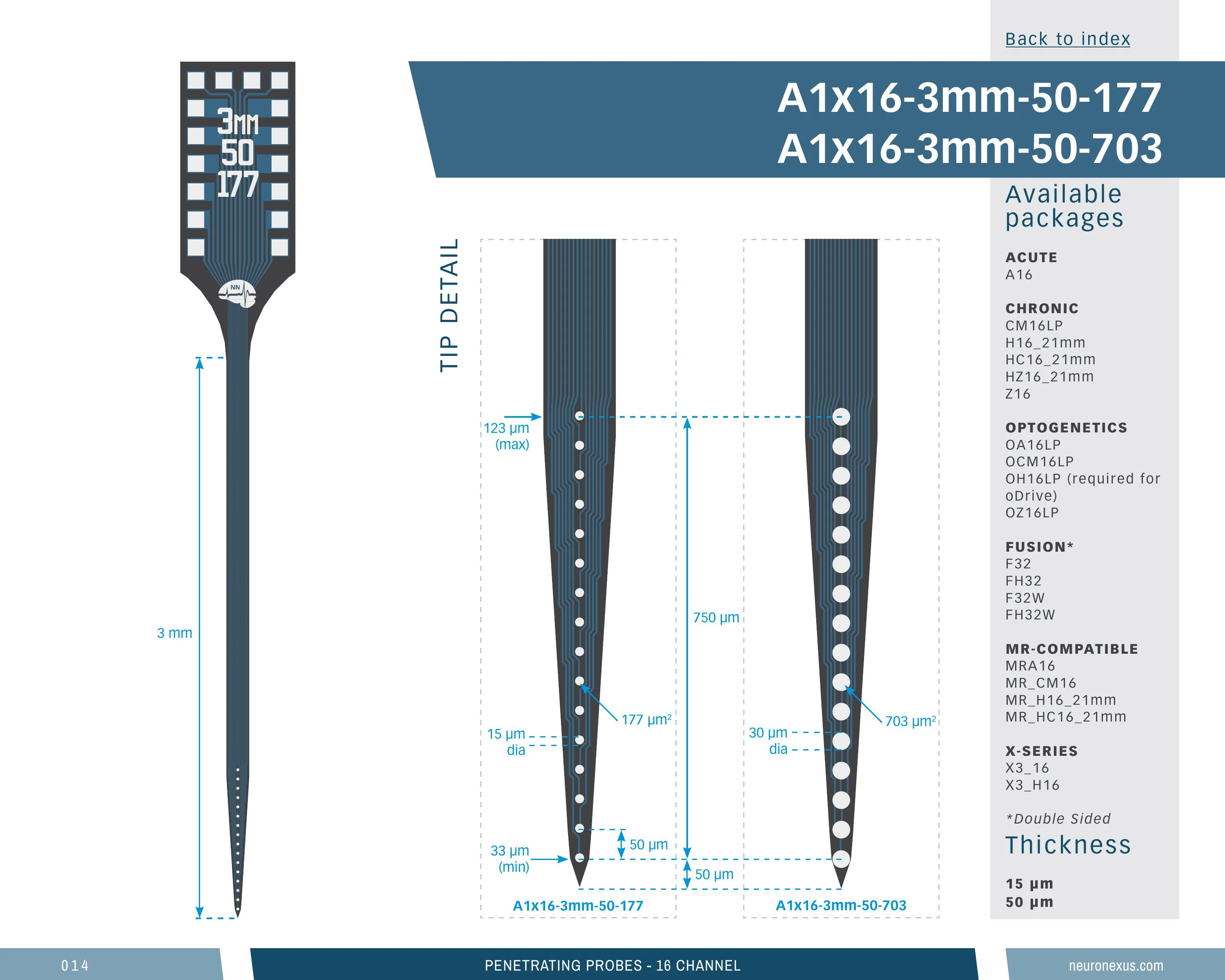 NeuroNexus A1x16 3mm 50 703 probe