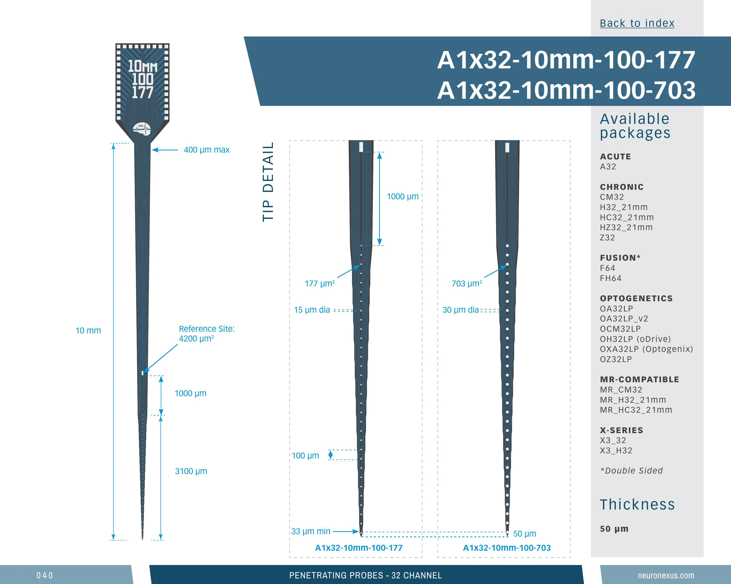 NeuroNexus A1x32 10mm 100 703 probe