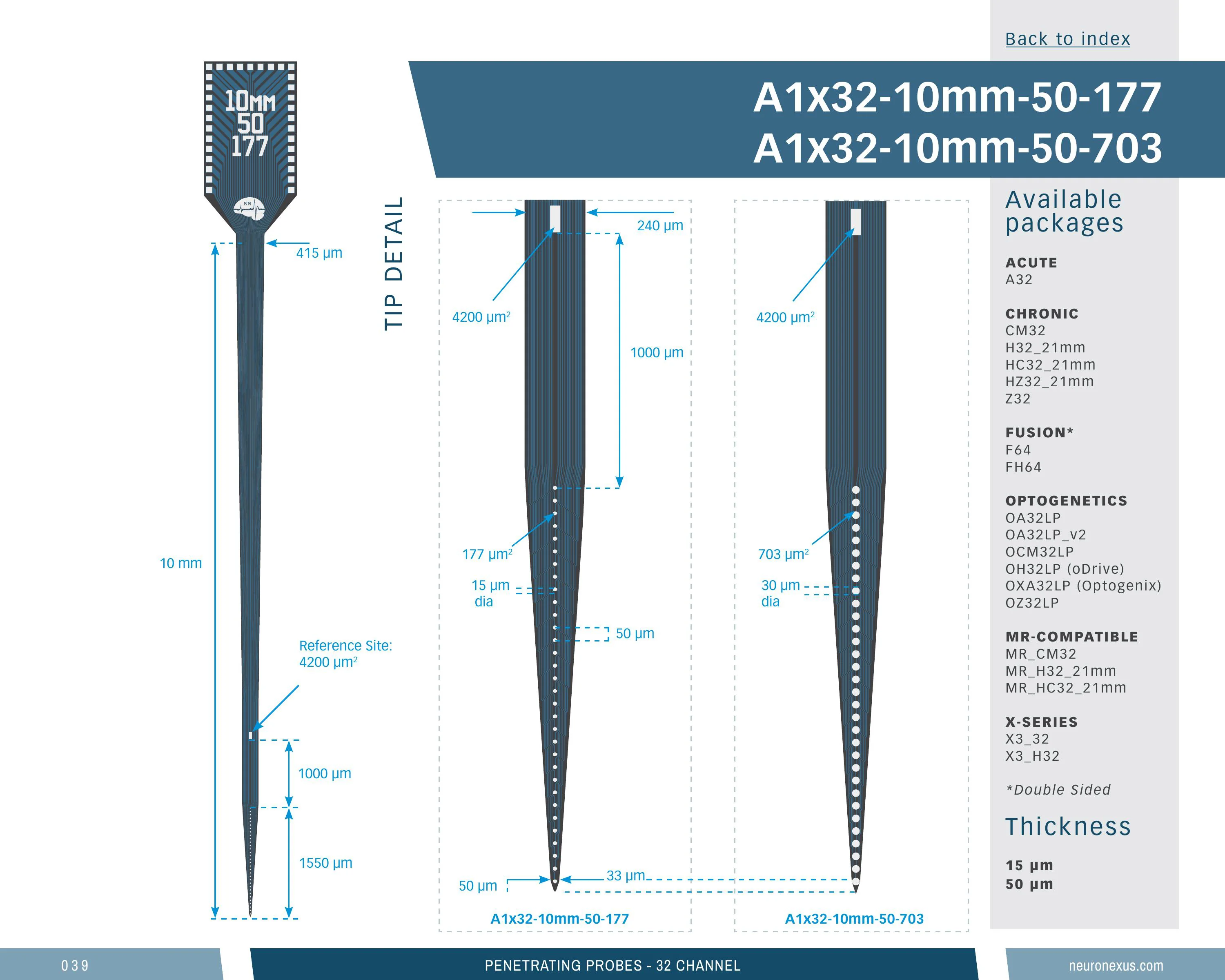 NeuroNexus A1x32 10mm 50 703 probe