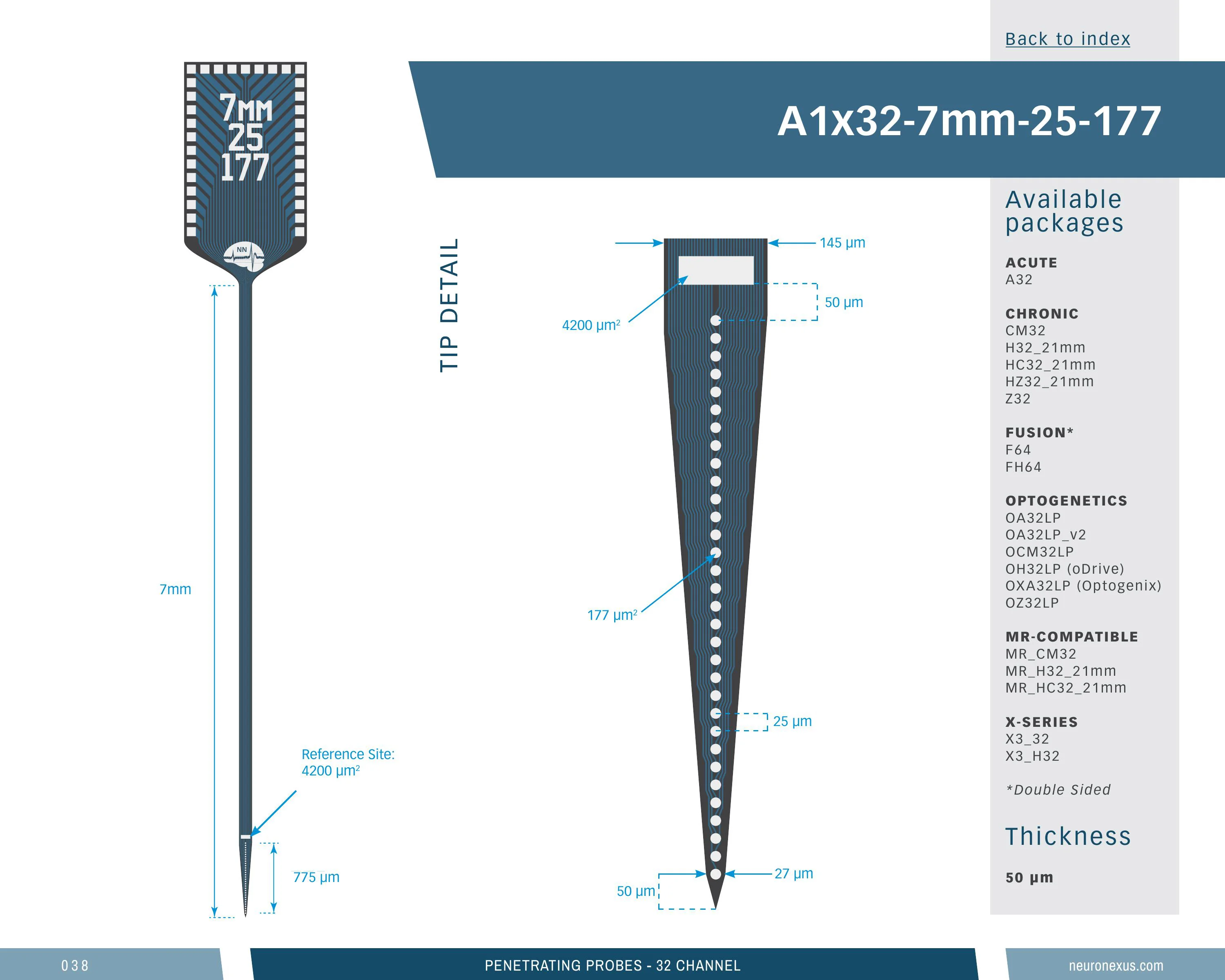 NeuroNexus A1x32 7mm 25 177 probe