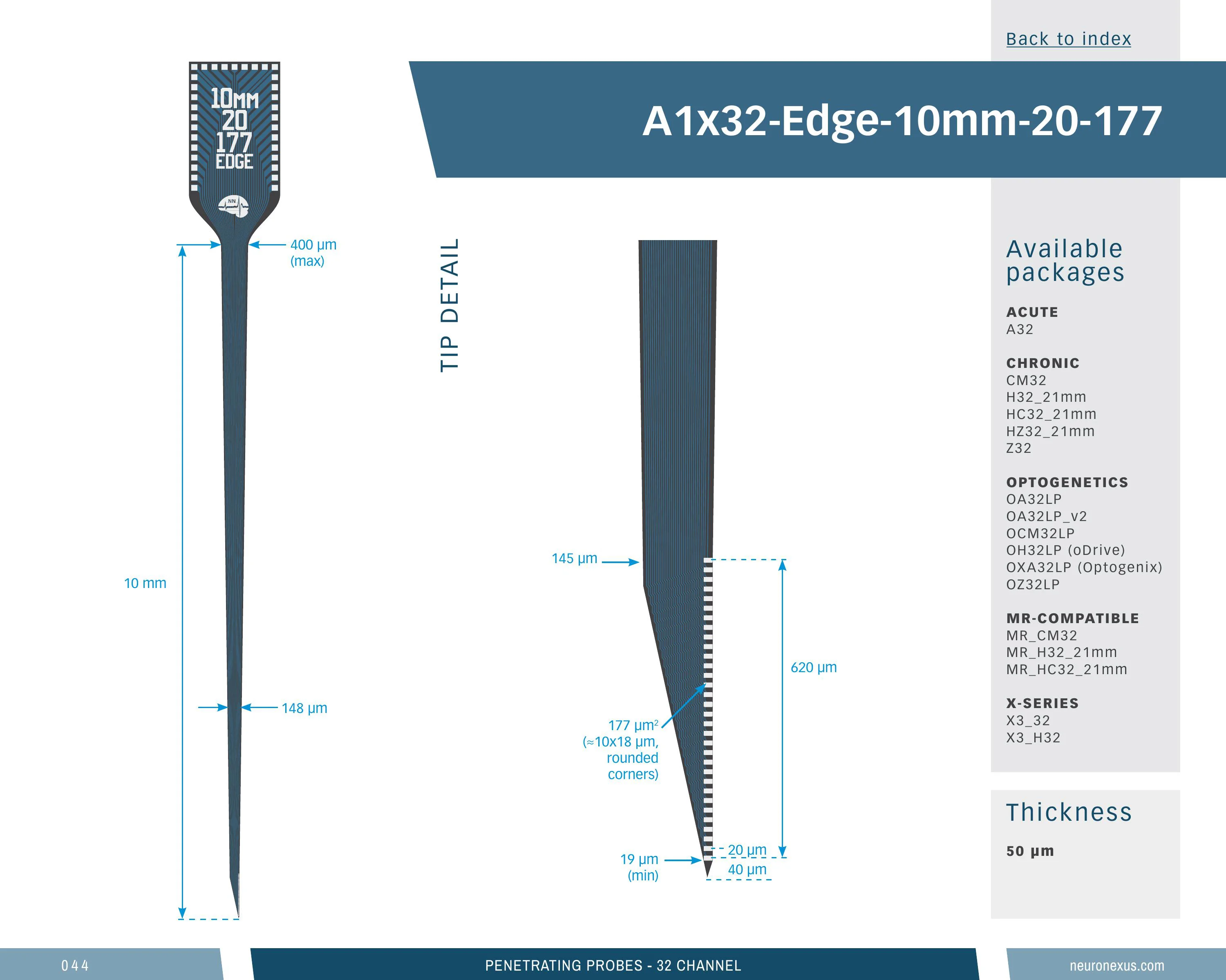 NeuroNexus A1x32 Edge 10mm 20 177 probe