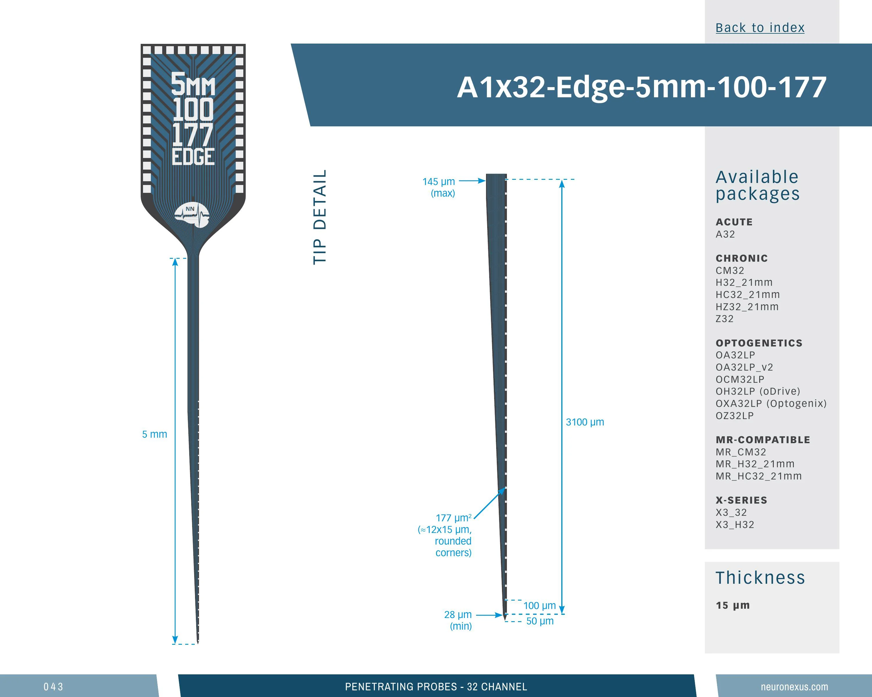 NeuroNexus A1x32 Edge 5mm 100 177 probe
