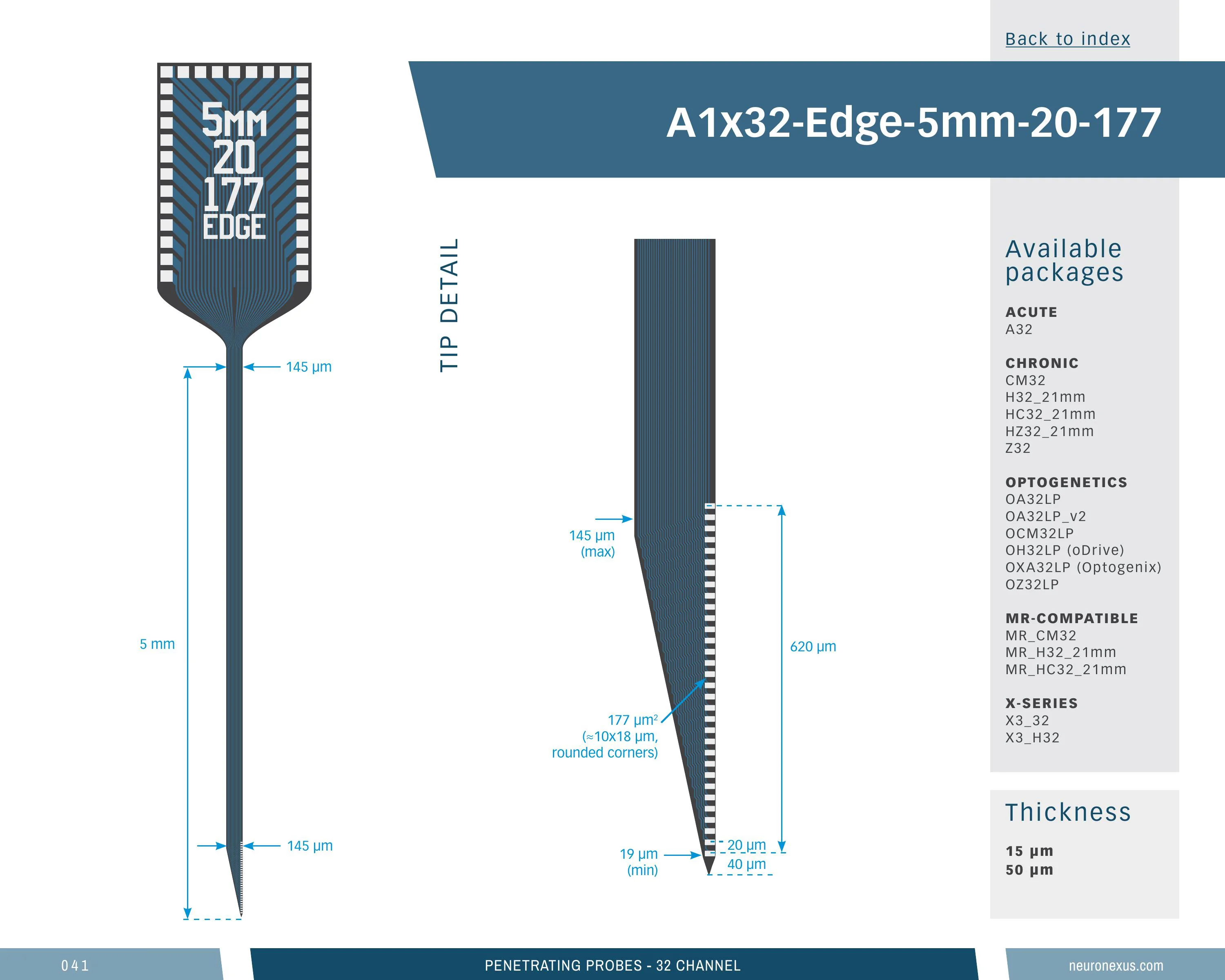 NeuroNexus A1x32 Edge 5mm 20 177 probe