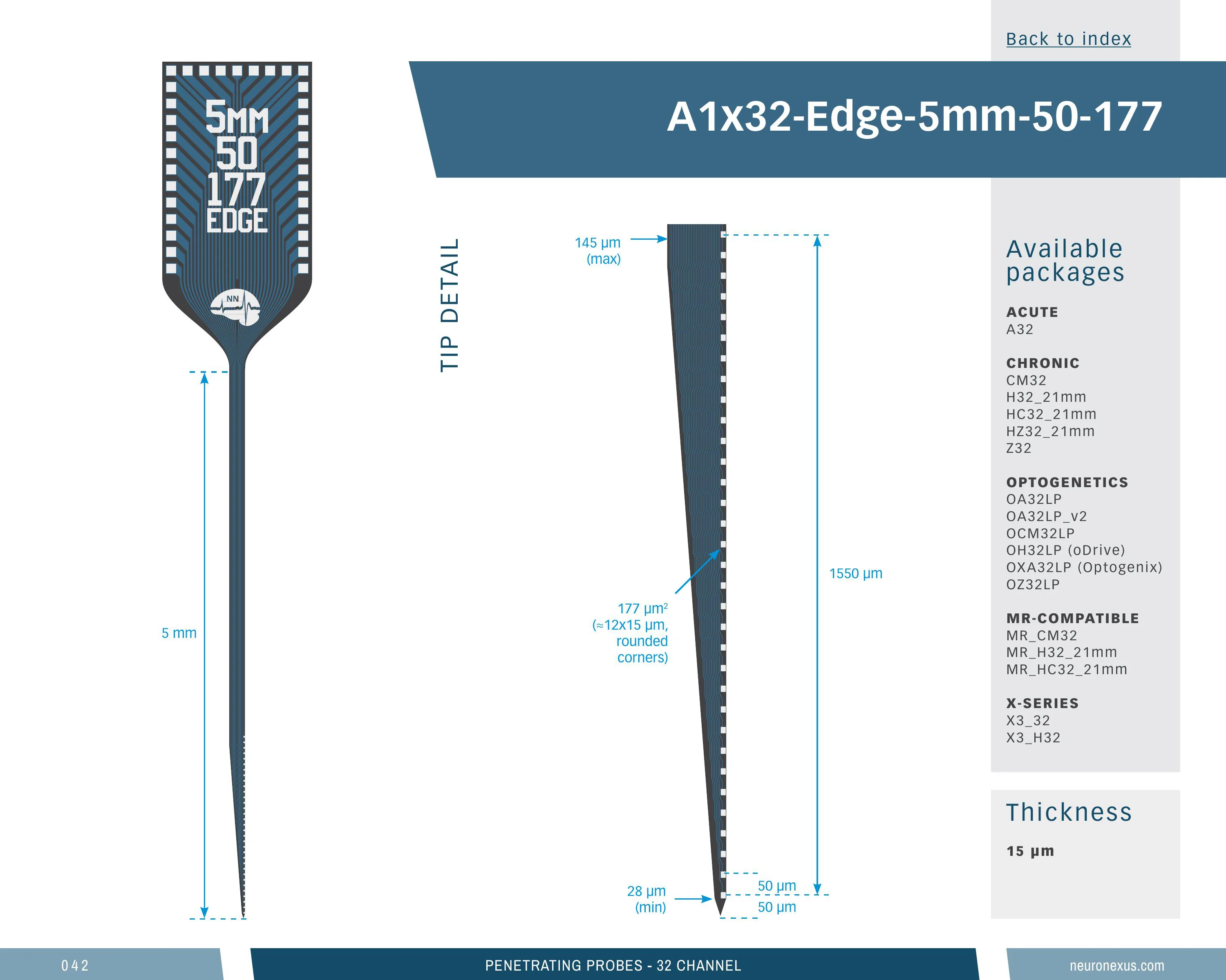 NeuroNexus A1x32 Edge 5mm 50 177 probe
