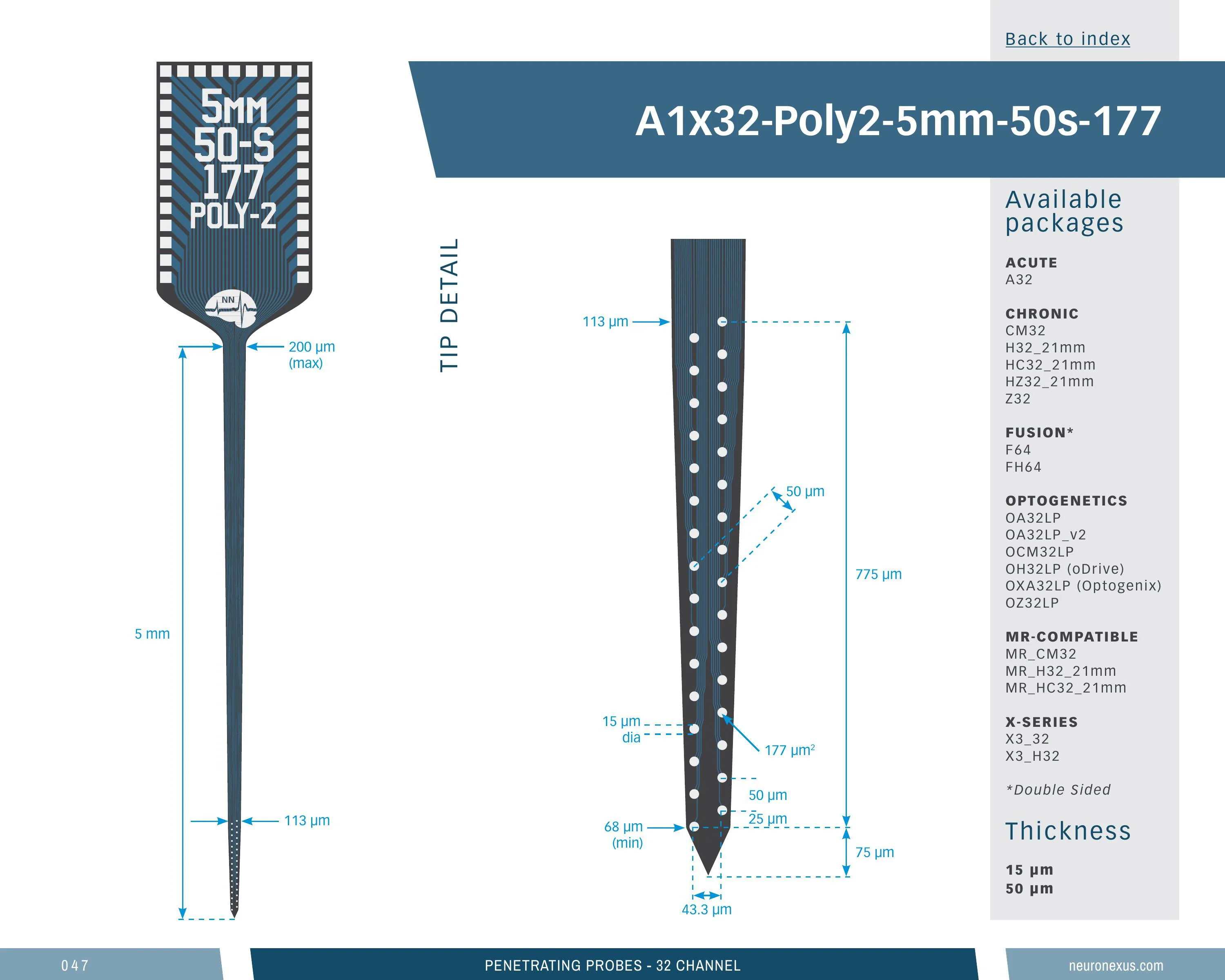 NeuroNexus A1x32 Poly2 5mm 50s 177 probe