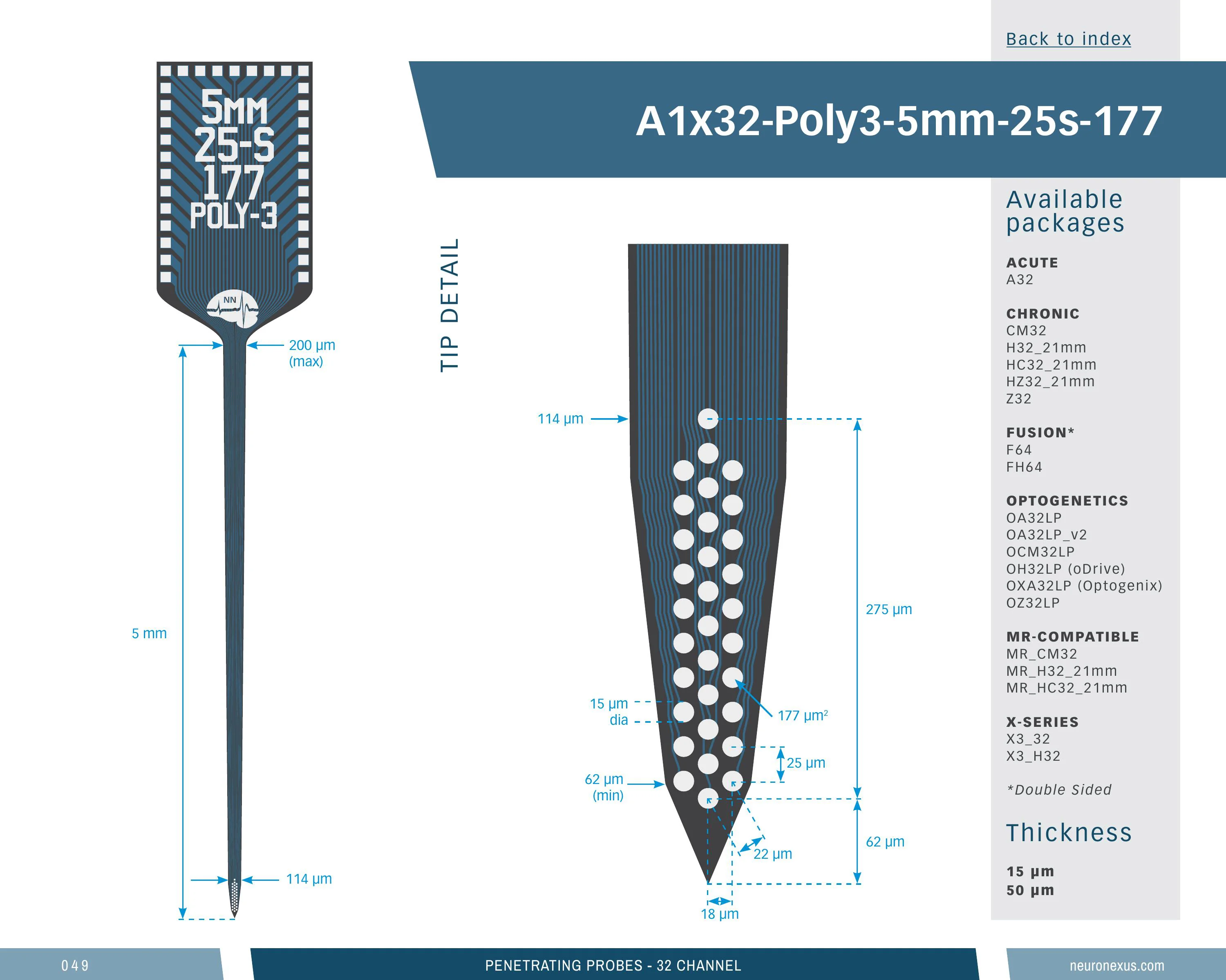 NeuroNexus A1x32 Poly3 5mm 25s 177 probe