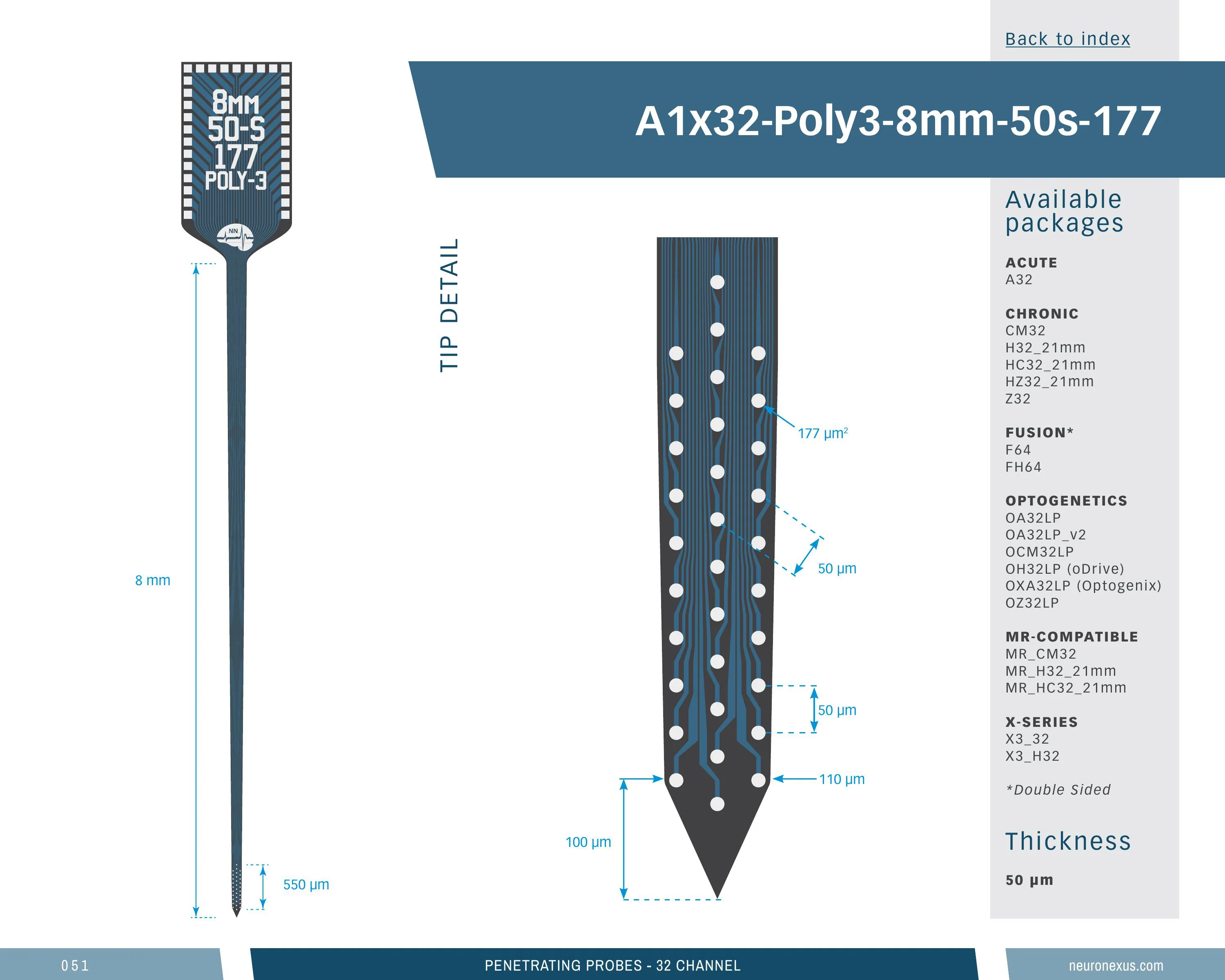 NeuroNexus A1x32 Poly3 8mm 50s 177 probe