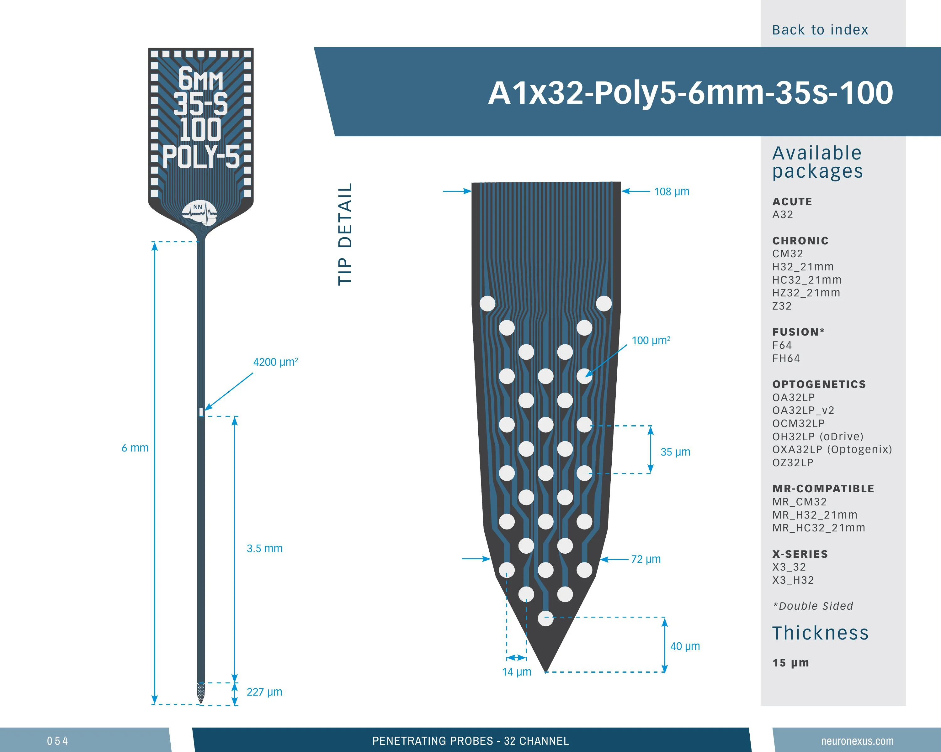 NeuroNexus A1x32 Poly5 6mm 35s 100 probe