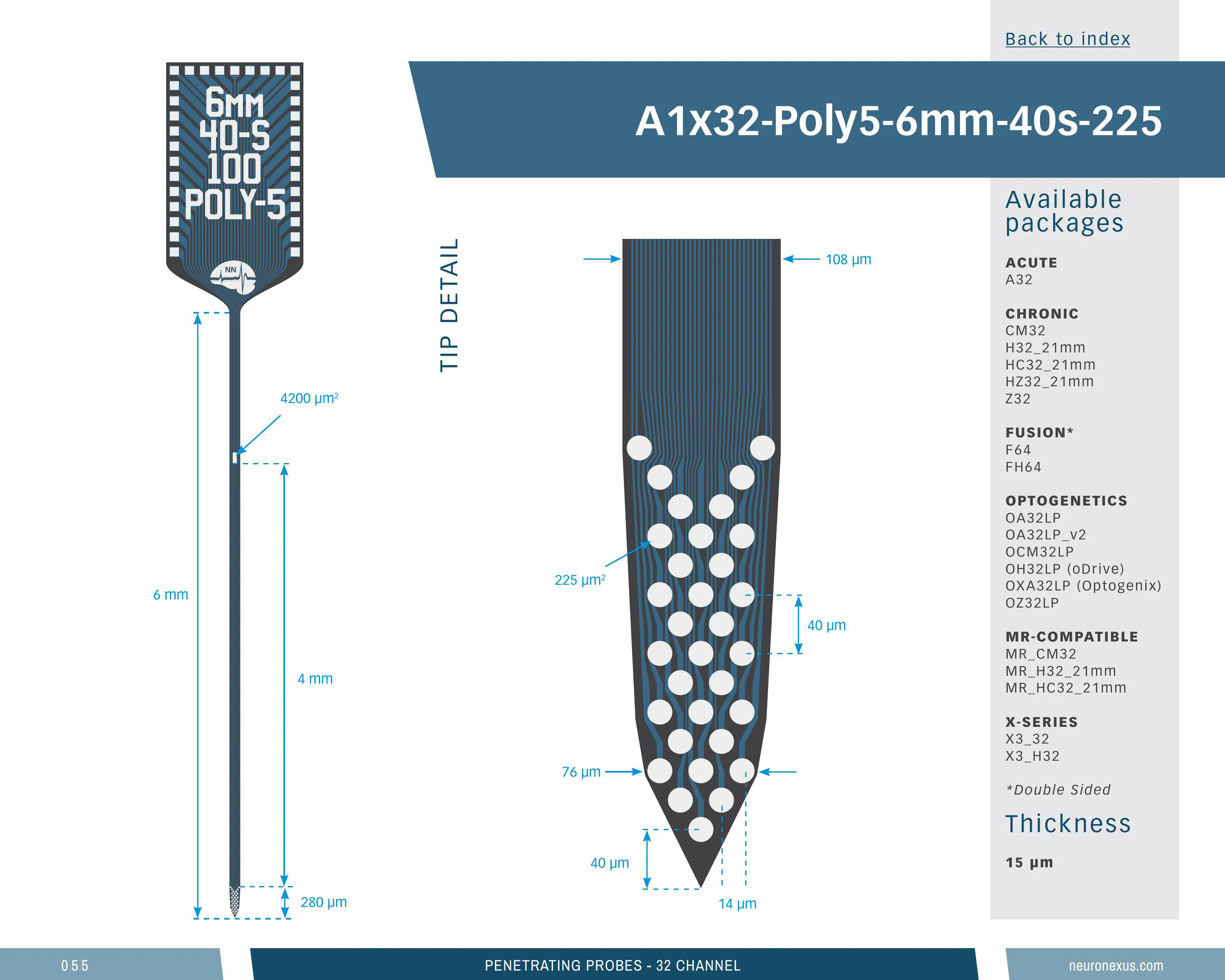 NeuroNexus A1x32 Poly5 6mm 40s 225 probe