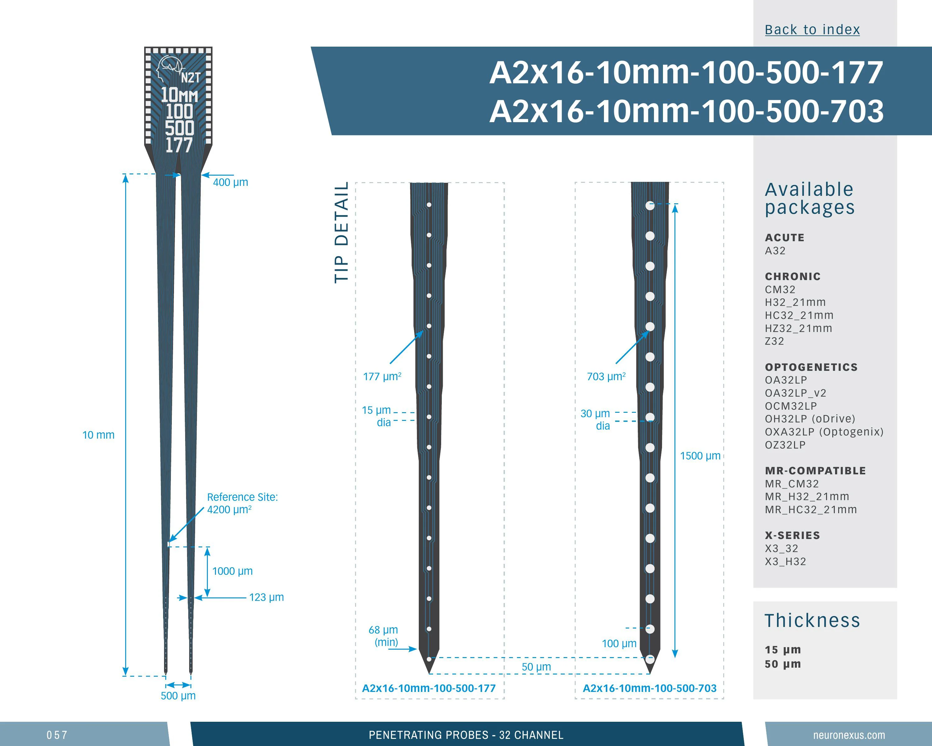 NeuroNexus A2x16 10mm 100 500 177 probe