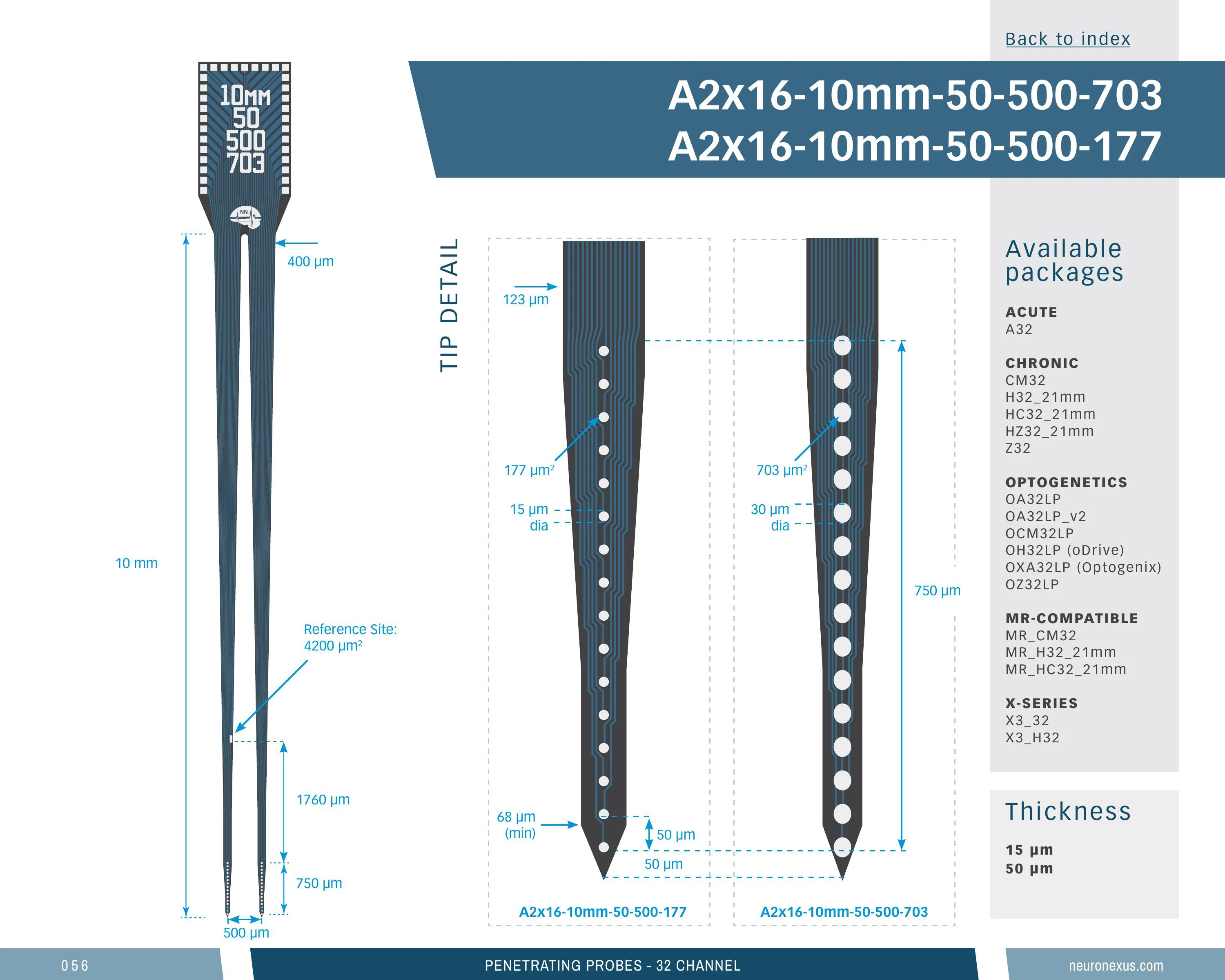 NeuroNexus A2x16 10mm 50 500 703 probe