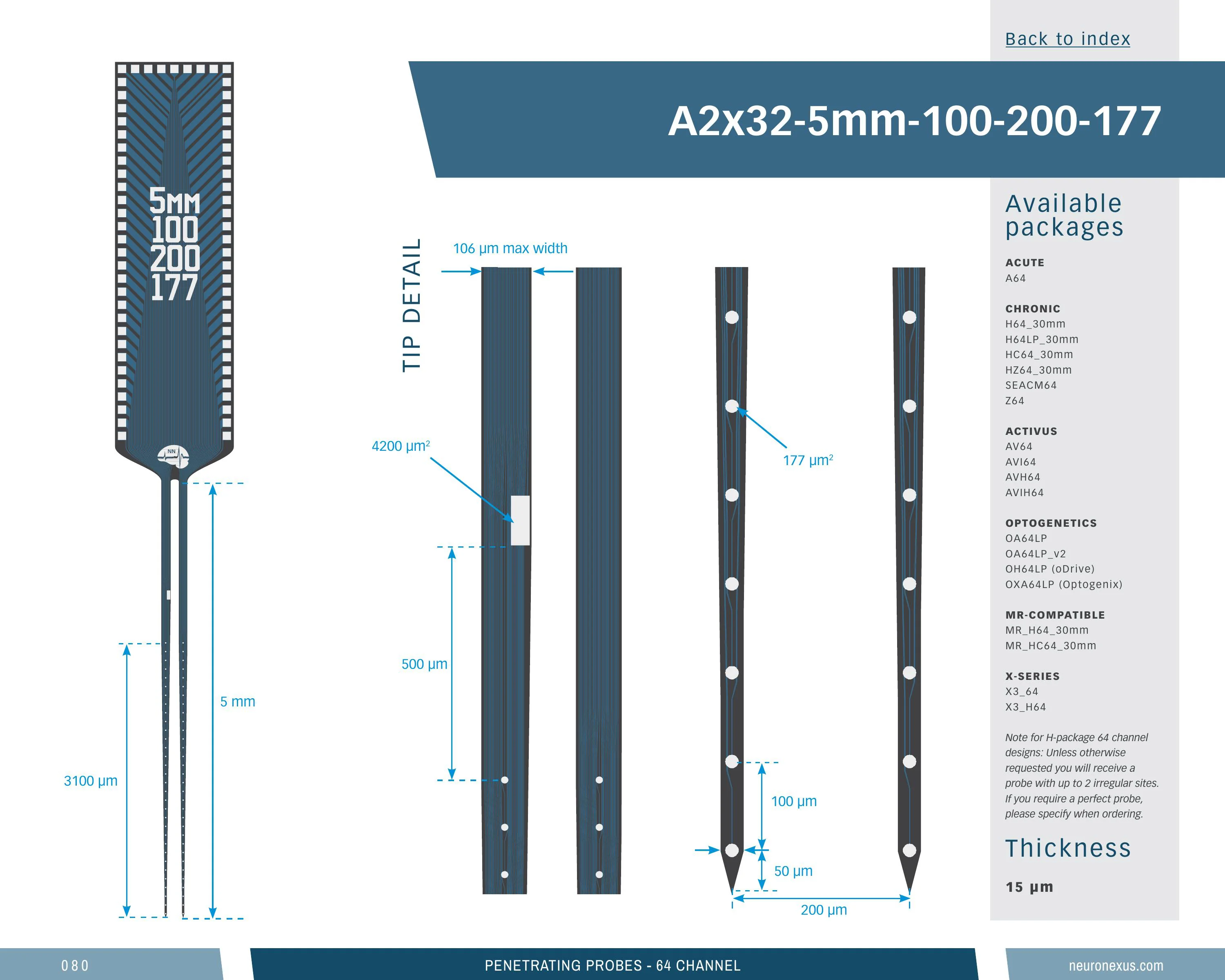 NeuroNexus A2x32 5mm 100 200 177 probe