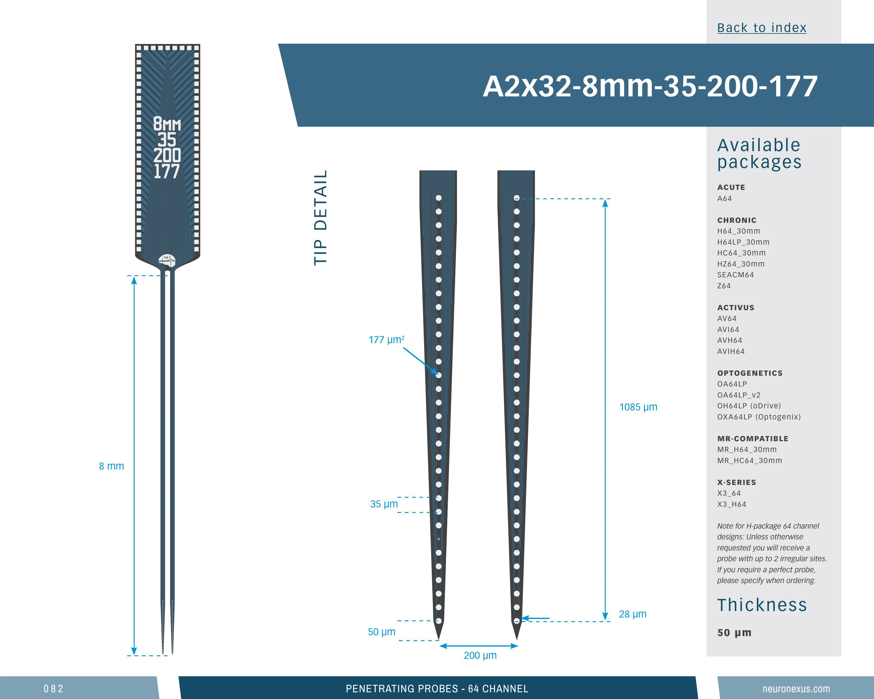 NeuroNexus A2x32 8mm 35 200 177 probe