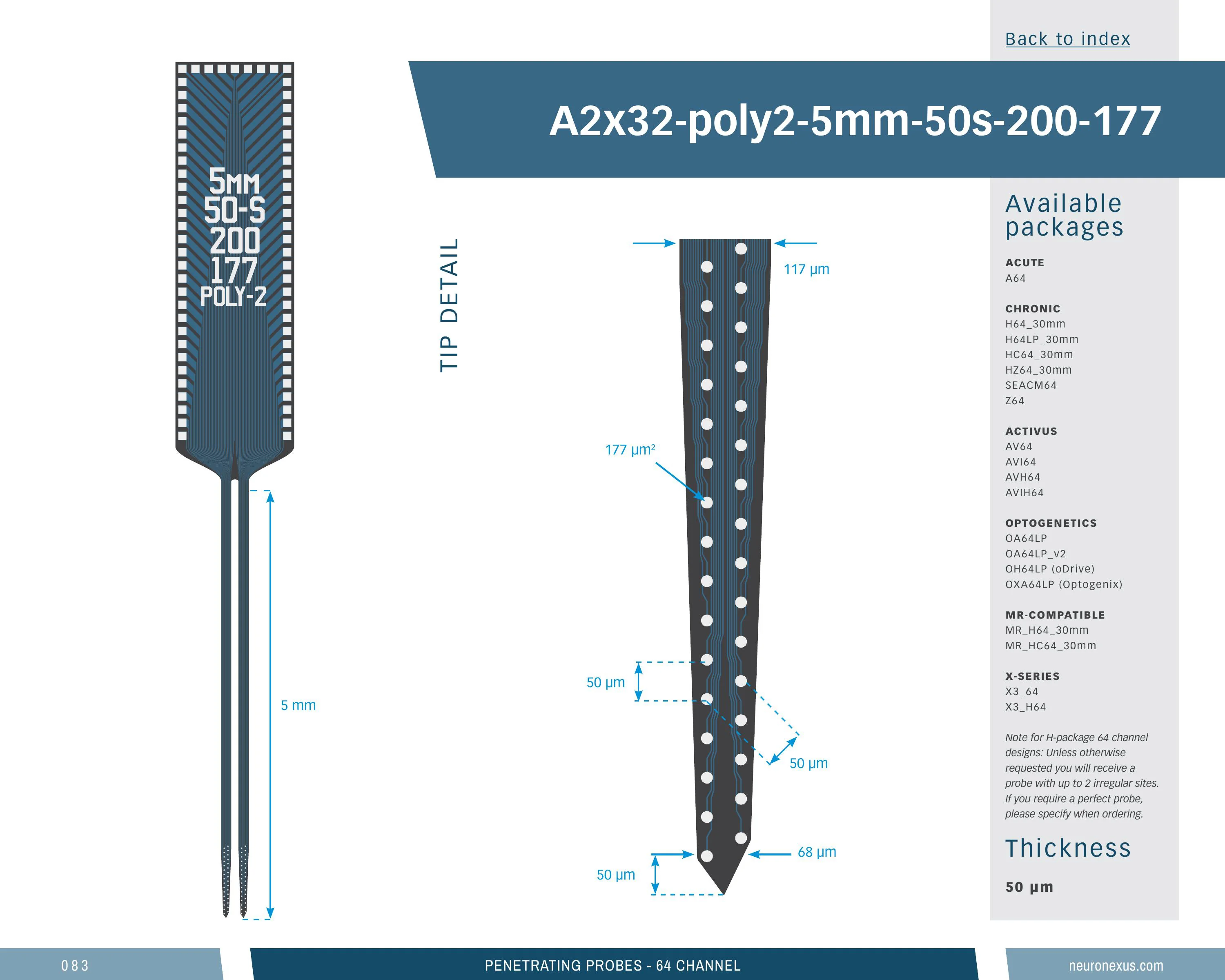 NeuroNexus A2x32 Poly2 5mm 50s 200 177 probe