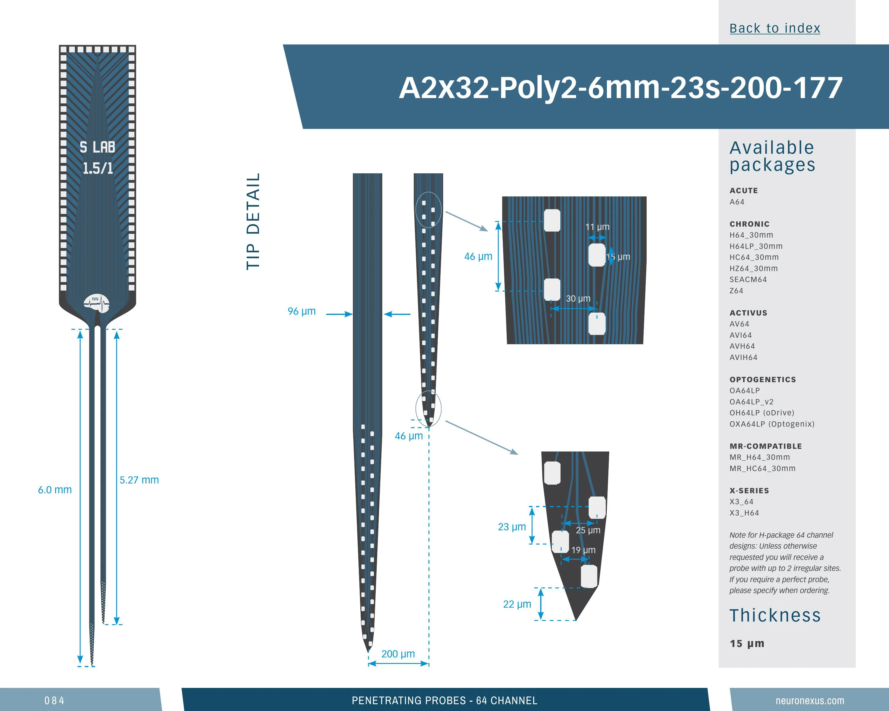 NeuroNexus A2x32 Poly2 6mm 23s 200 177 probe