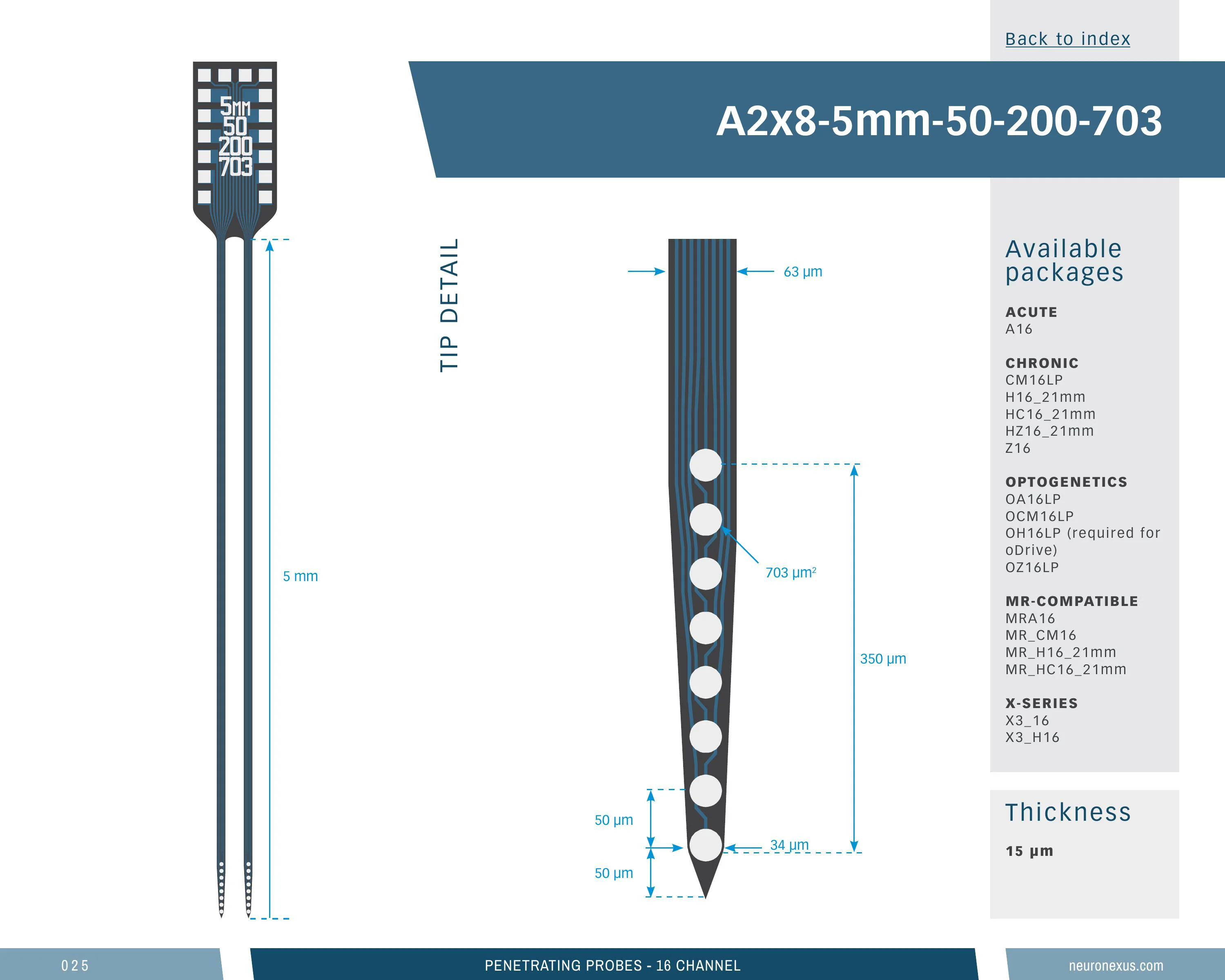 NeuroNexus A2x8 5mm 50 200 703 probe