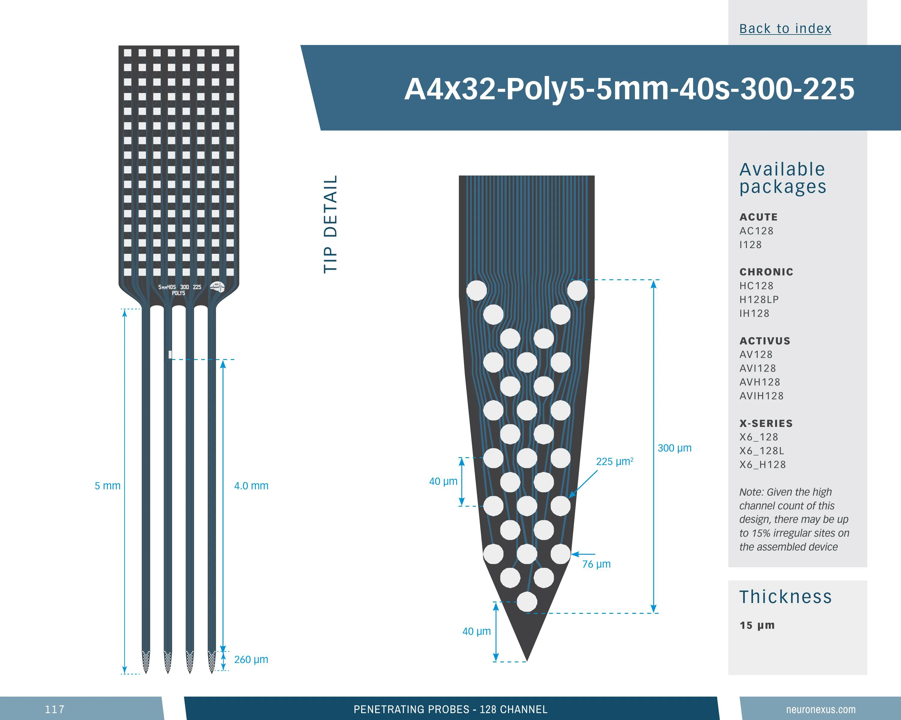 NeuroNexus A4x32 Poly5 5mm 40s 300 225 probe