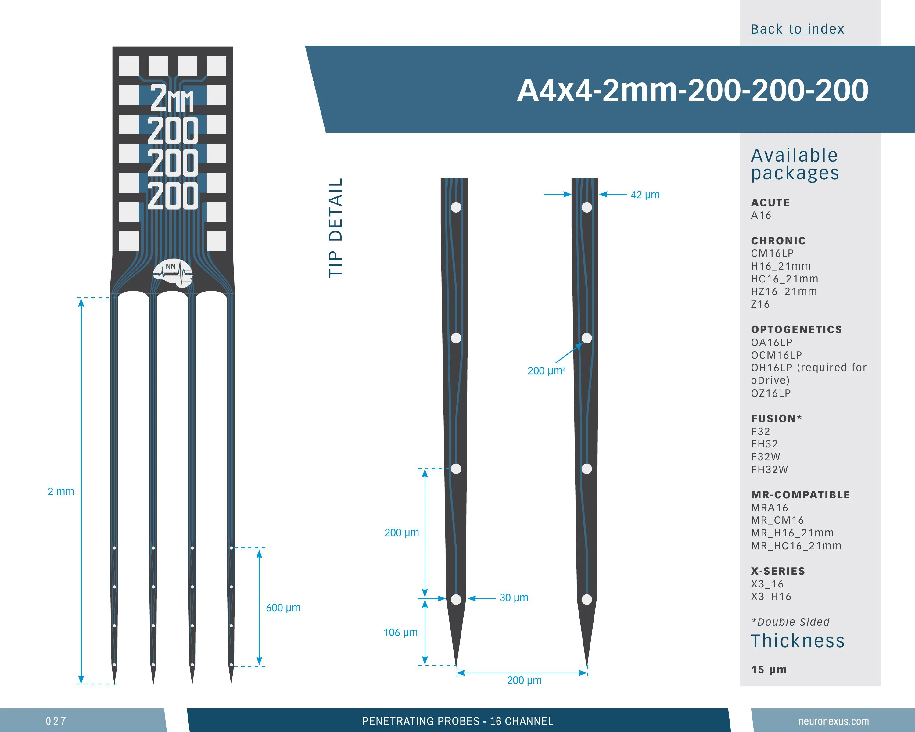 NeuroNexus A4x4 2mm 200 200 200 probe