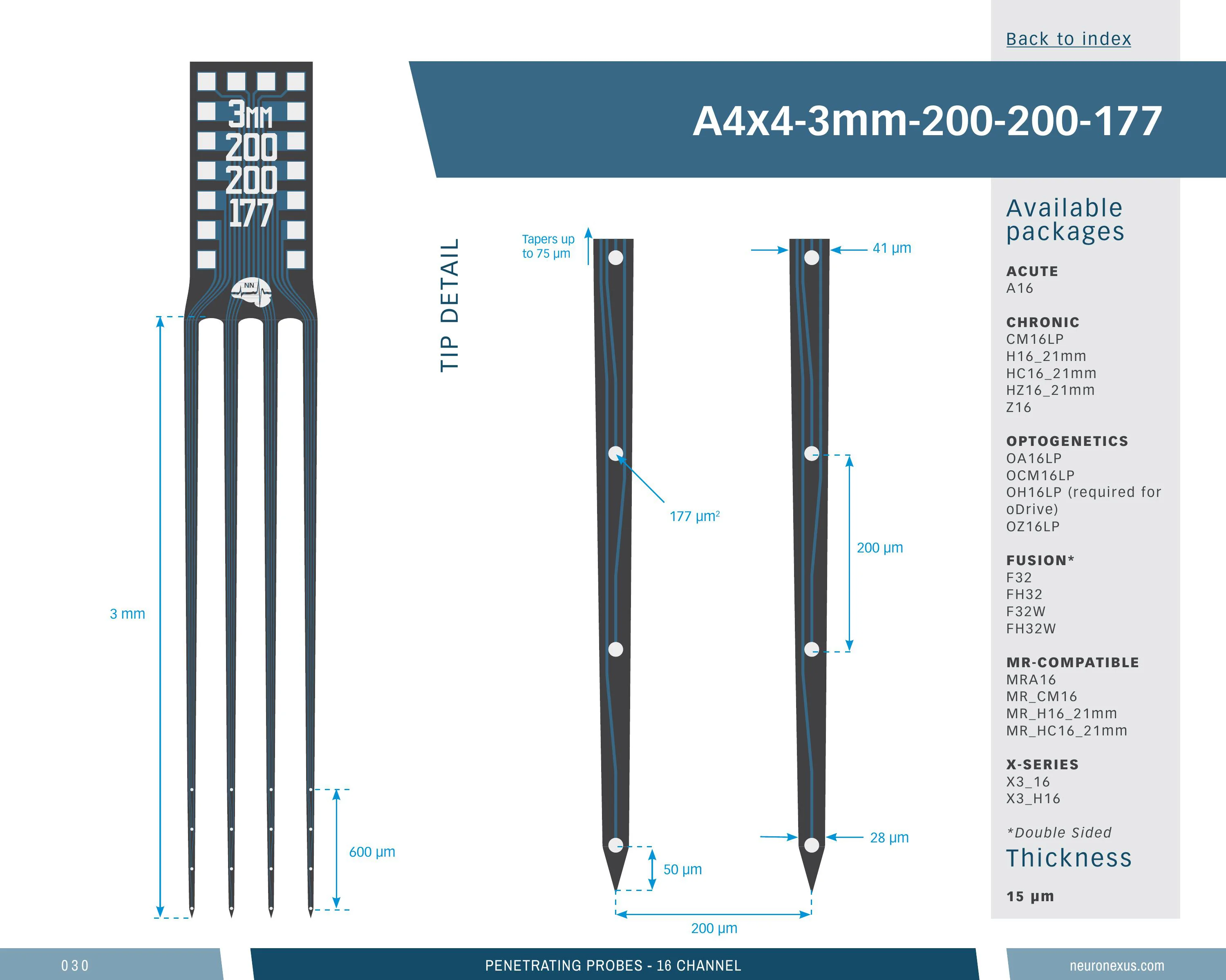 NeuroNexus A4x4 3mm 200 200 177 probe