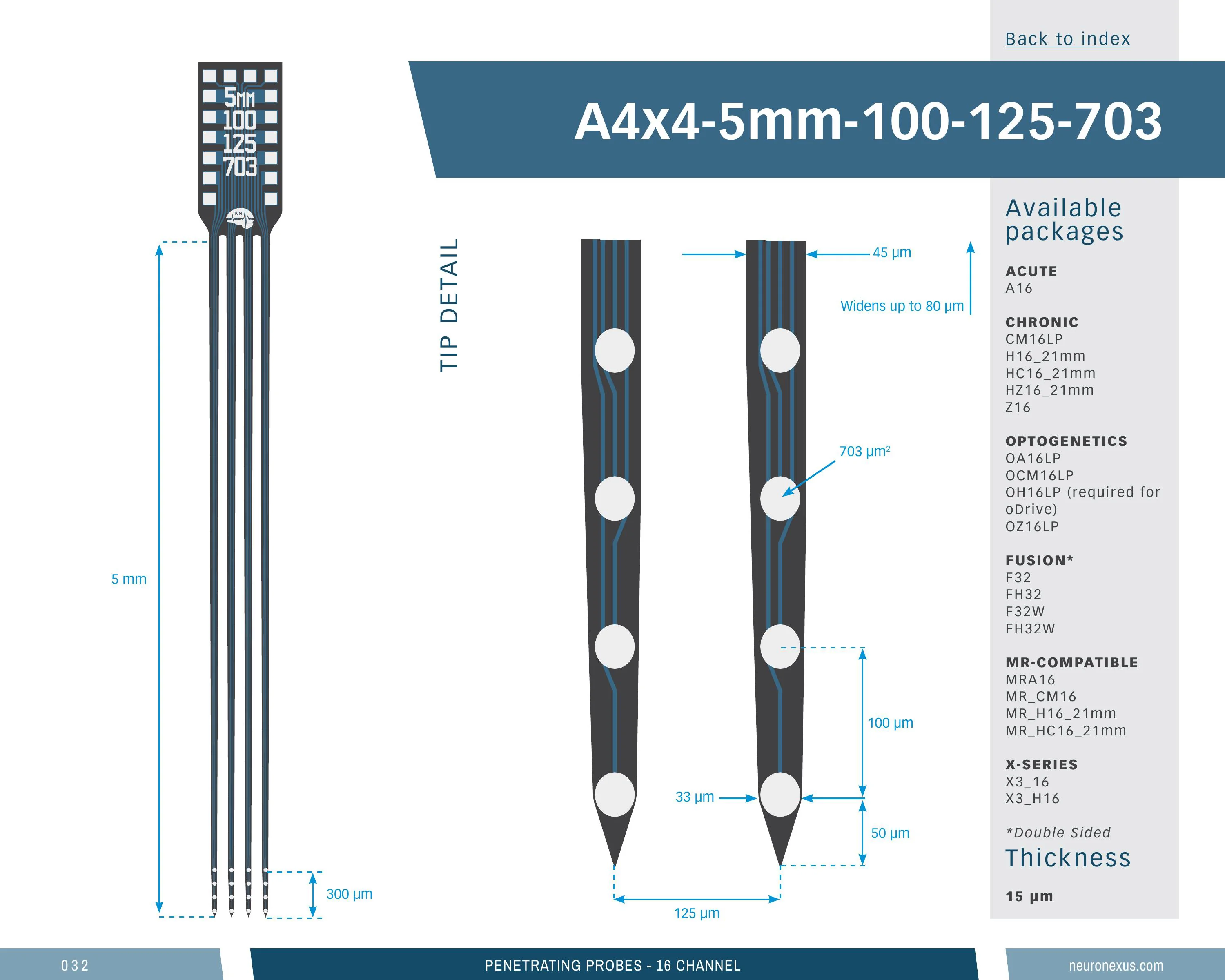NeuroNexus A4x4 5mm 100 125 703 probe