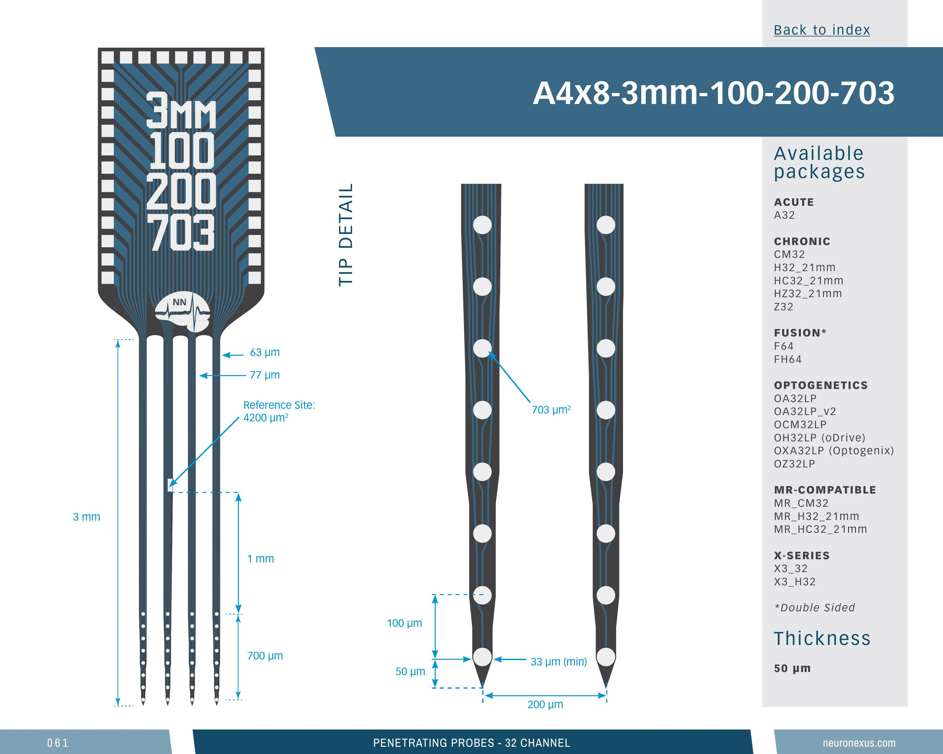 NeuroNexus A4x8 3mm 100 200 703 probe