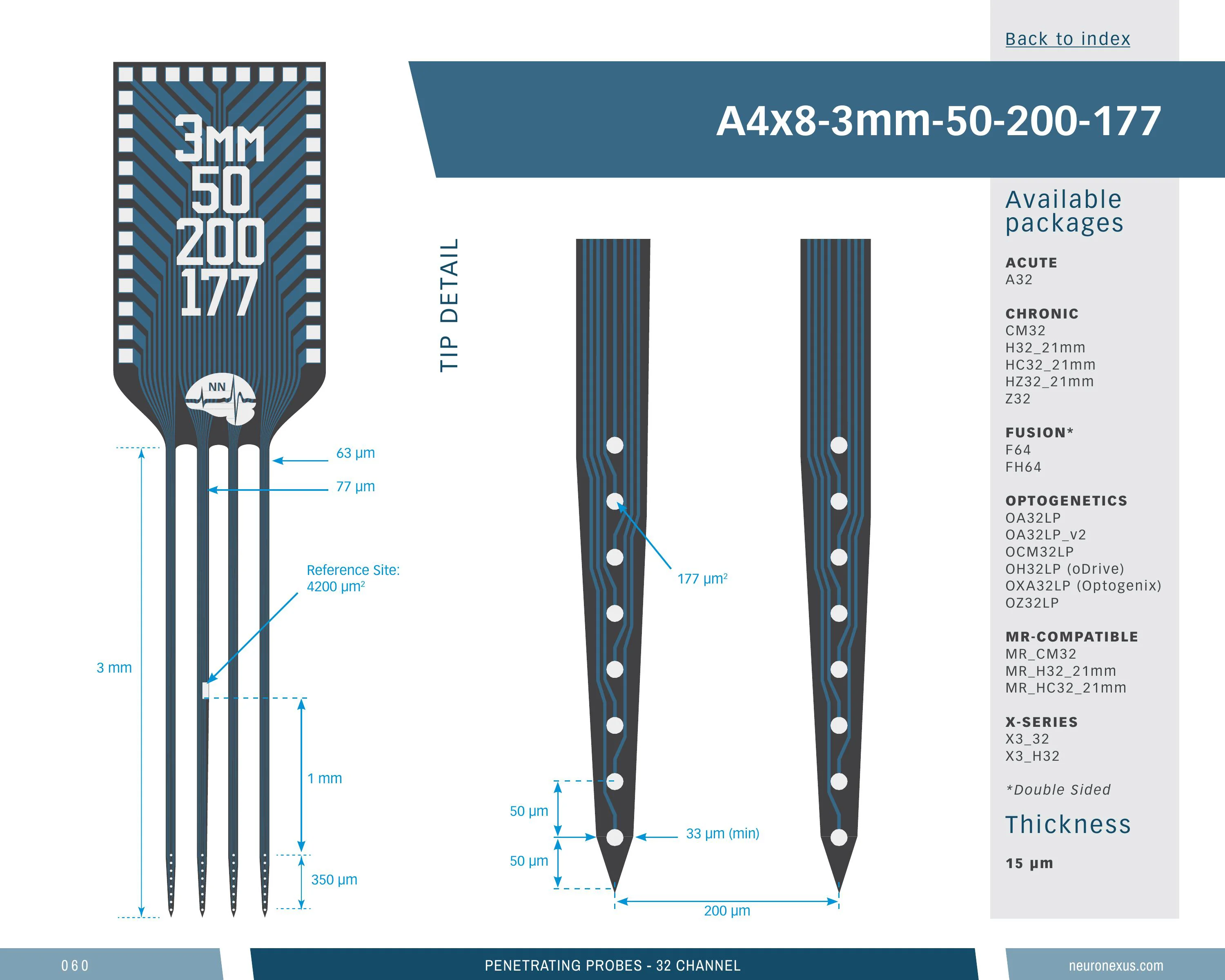NeuroNexus A4x8 3mm 50 200 177 probe