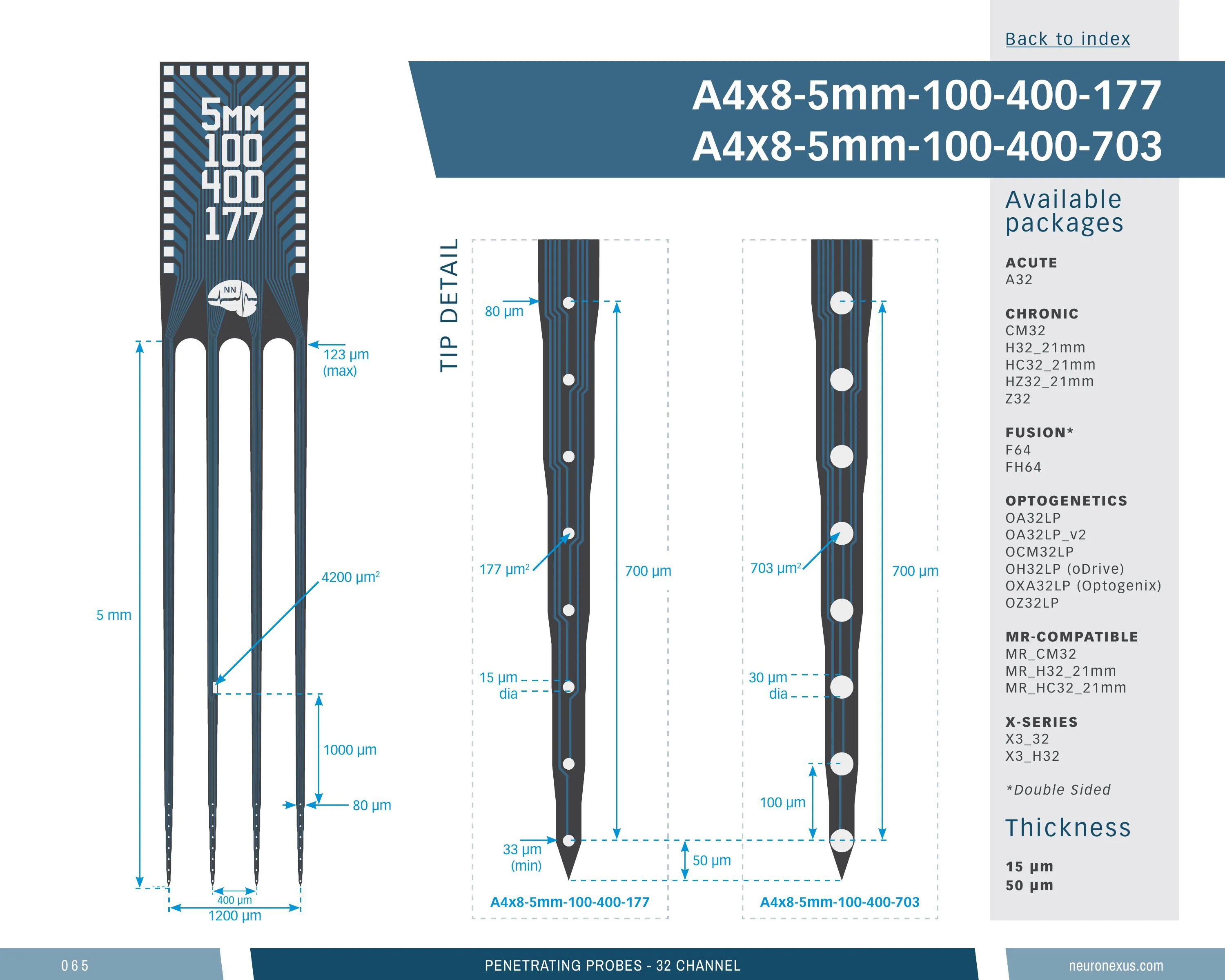 NeuroNexus A4x8 5mm 100 400 703 probe