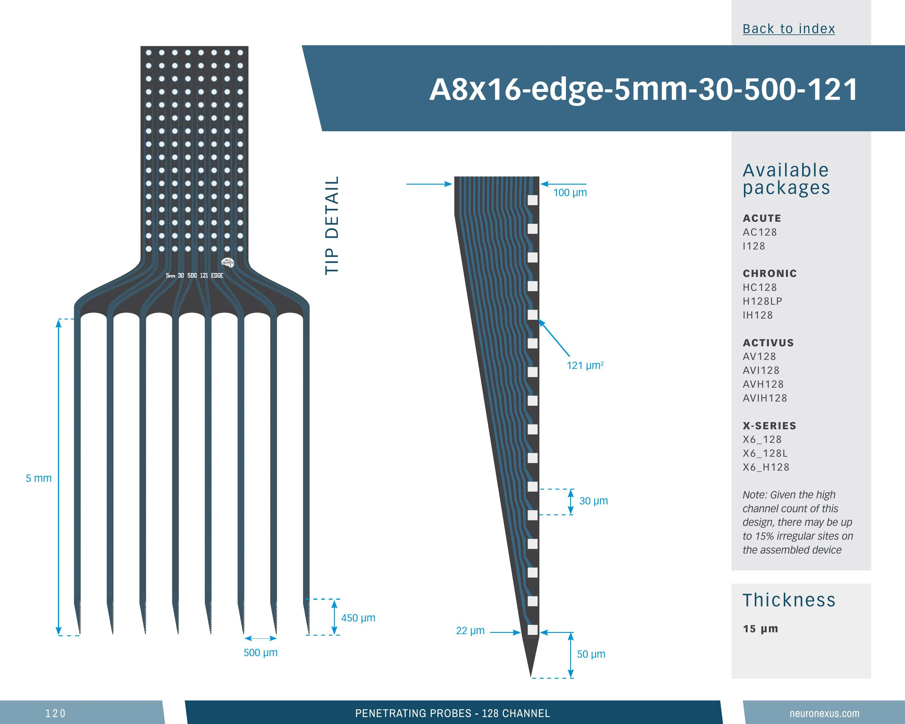 NeuroNexus A8x16 Edge 5mm 30 500 121 probe