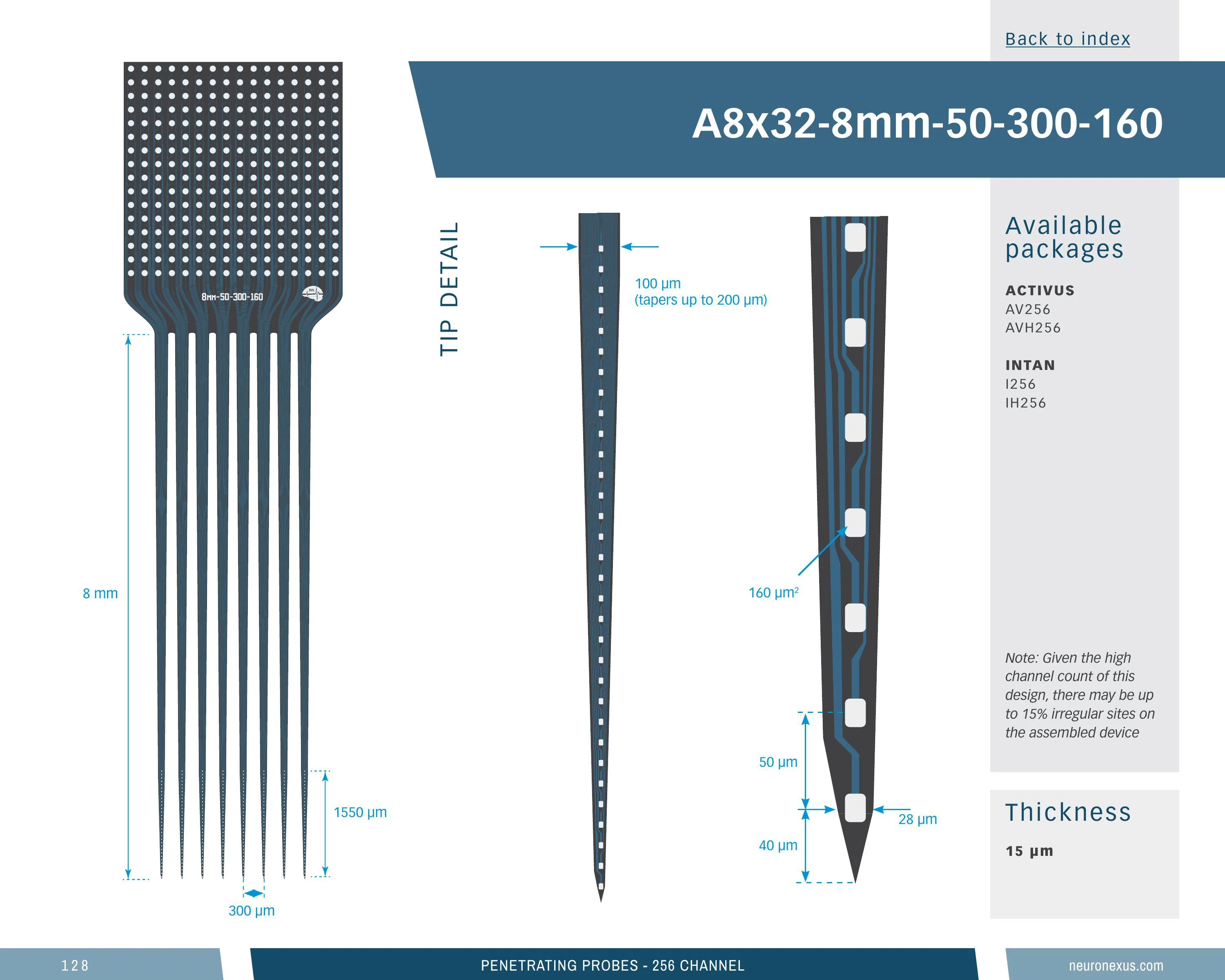 NeuroNexus A8x32 8mm 50 300 160 probe