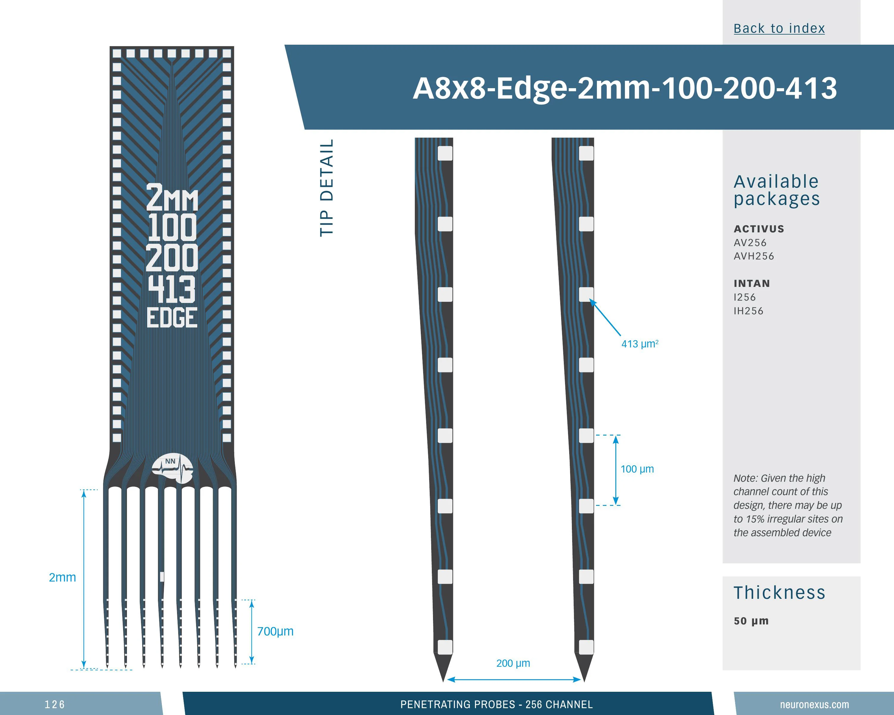 NeuroNexus A8x8 Edge 5mm 100 200 177 probe