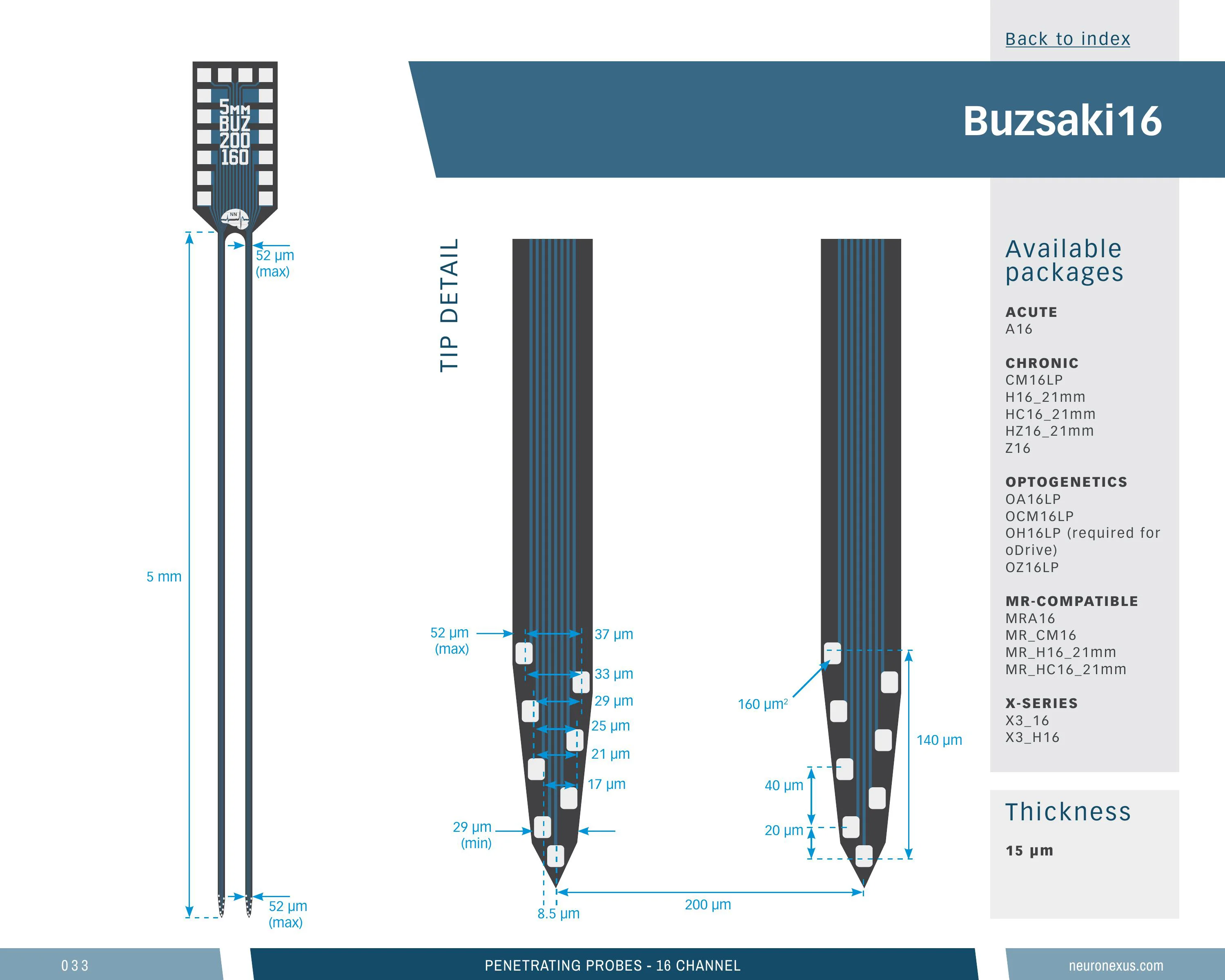 NeuroNexus Buz16 5mm probe
