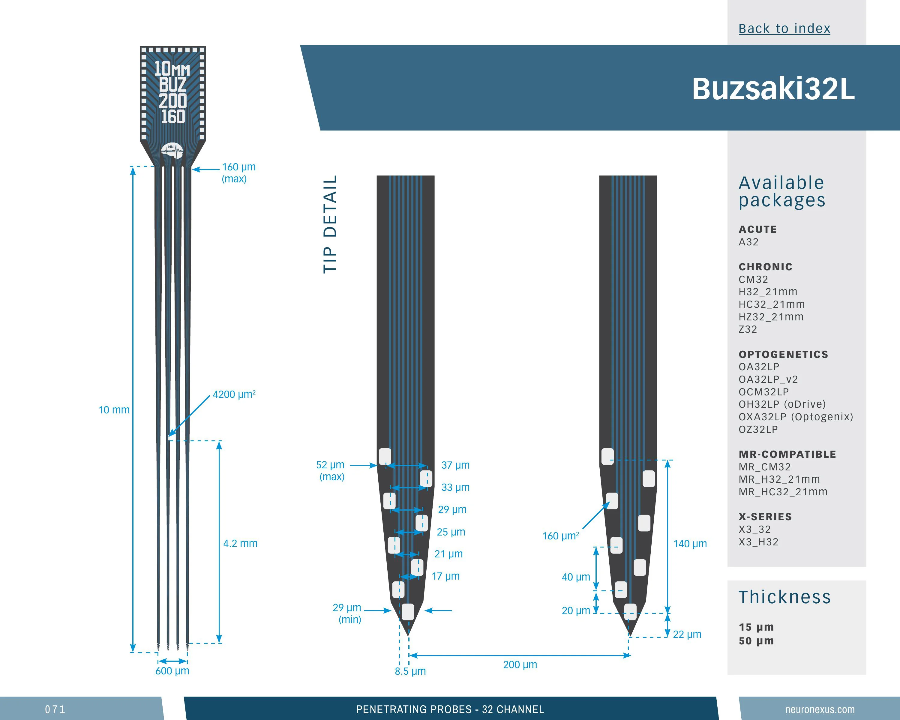 NeuroNexus Buz32l 10mm probe