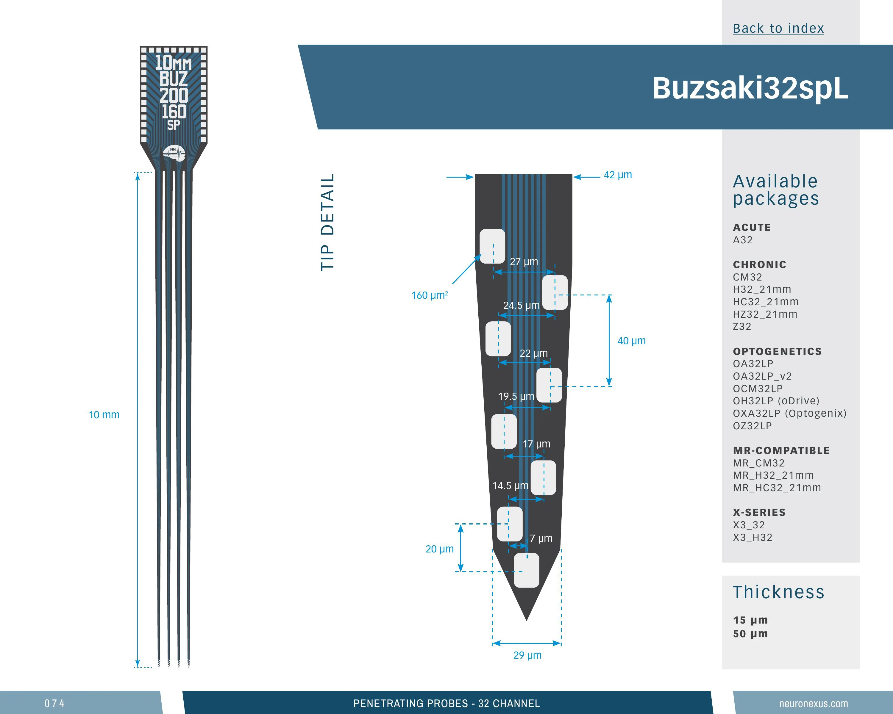 NeuroNexus Buz32 Spl 10mm probe