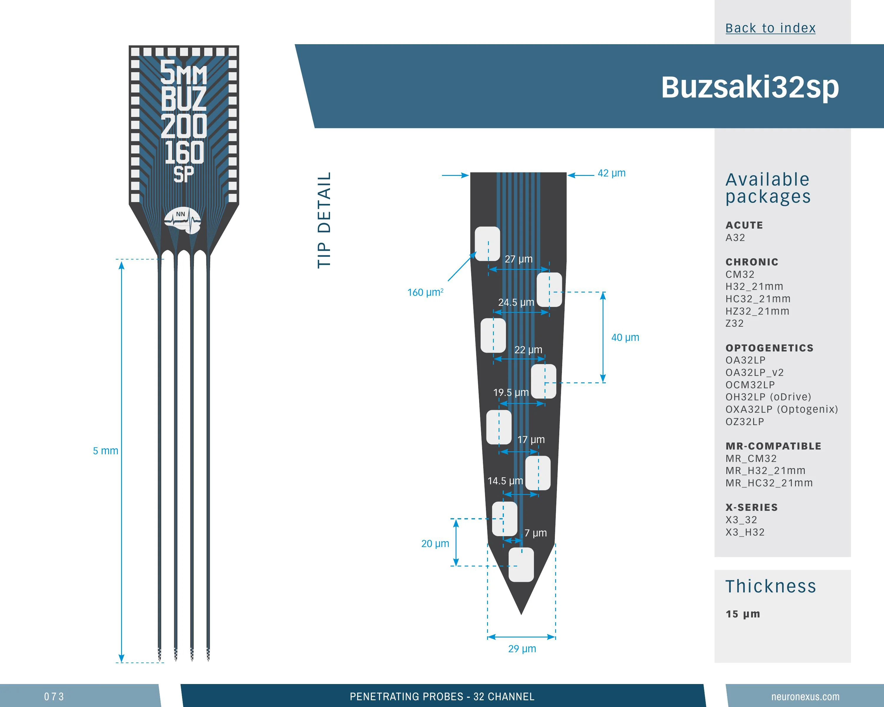 NeuroNexus Buz32 Sp 5mm probe