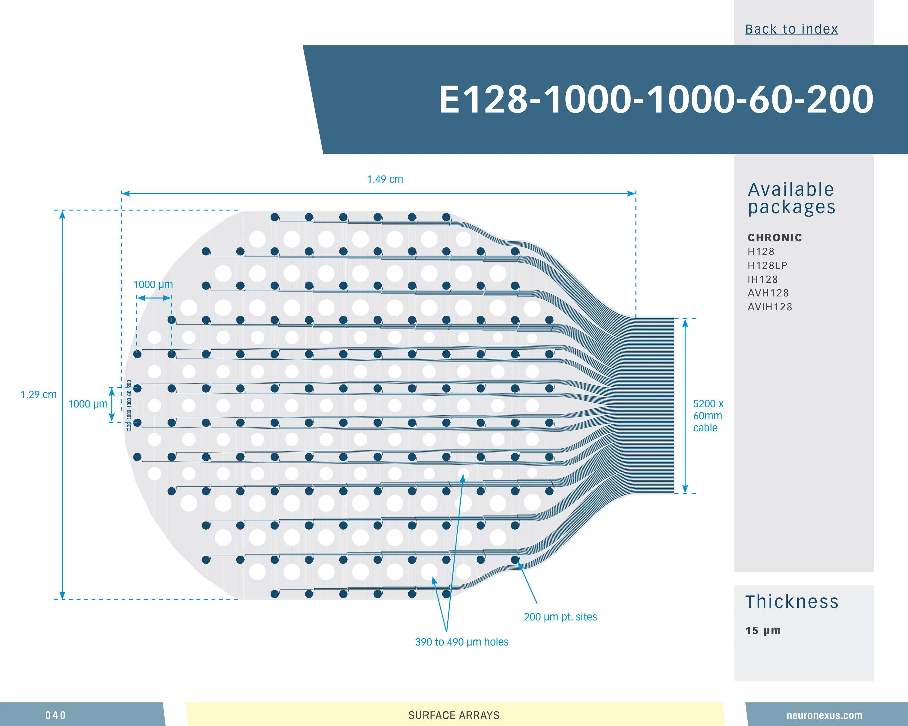 NeuroNexus E128 1000 1000 Cl60 200 probe