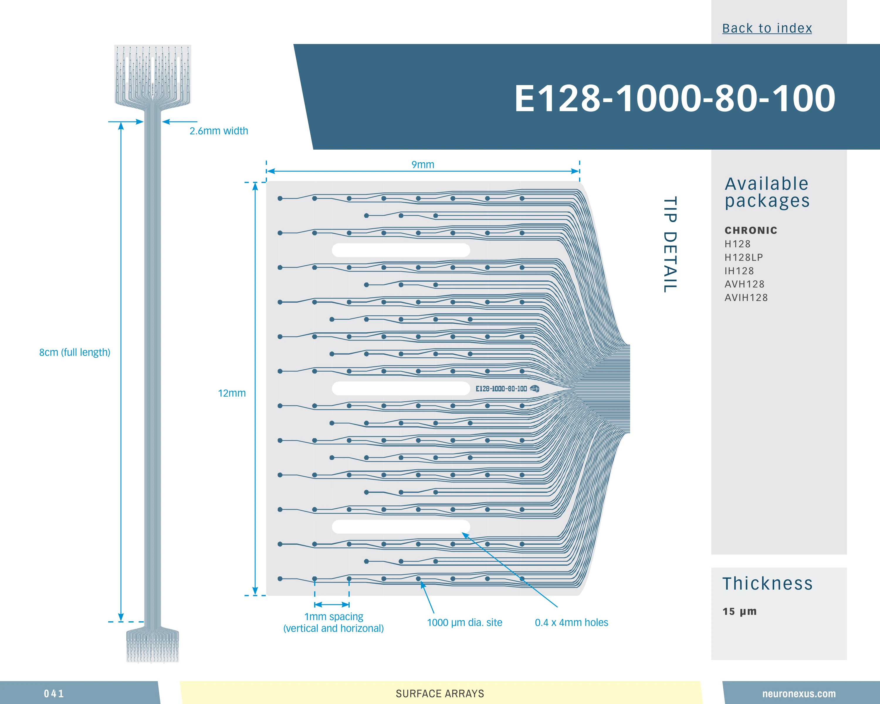NeuroNexus E128 1000 Cl80 100 probe