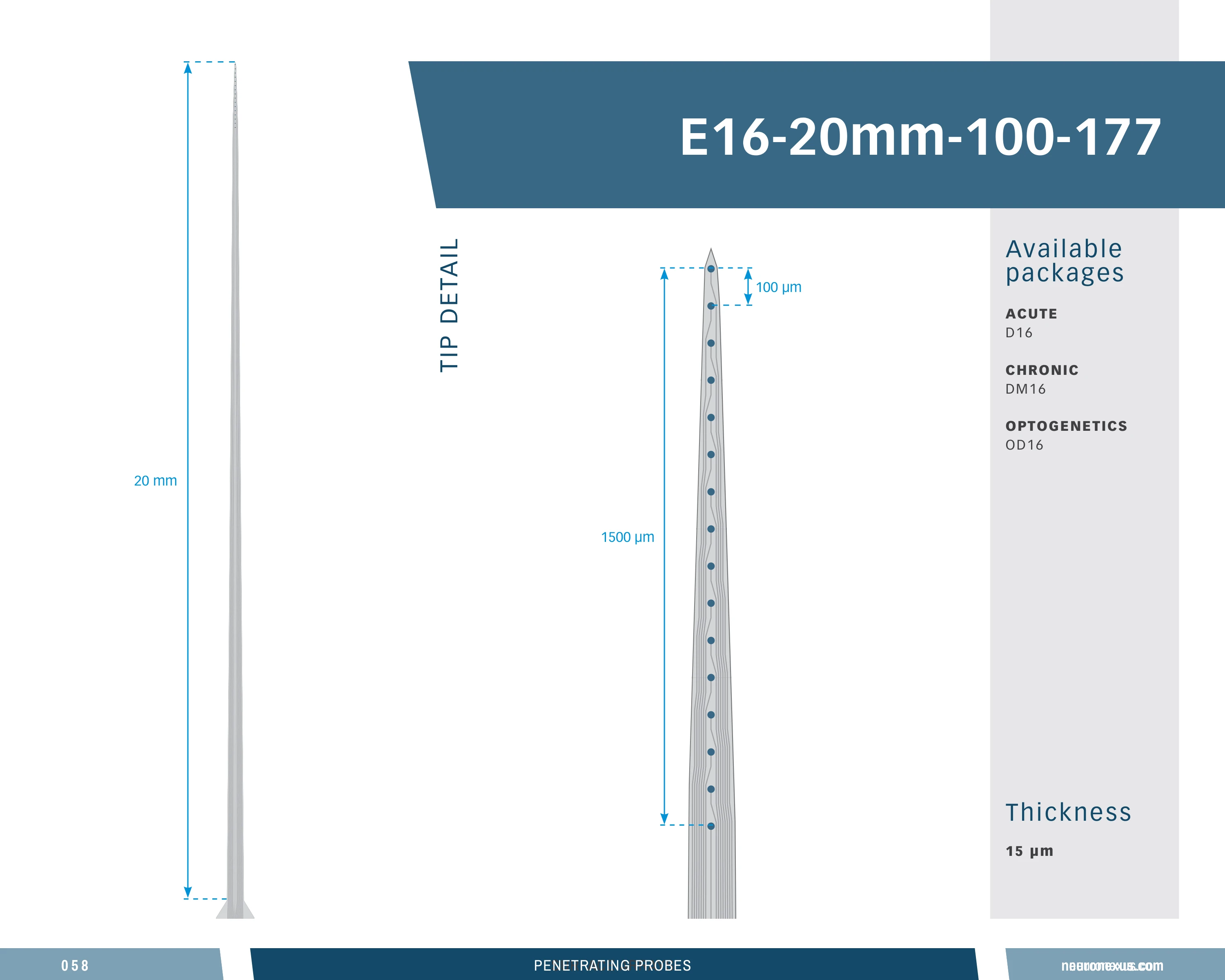 NeuroNexus E16 20mm 100 177 probe