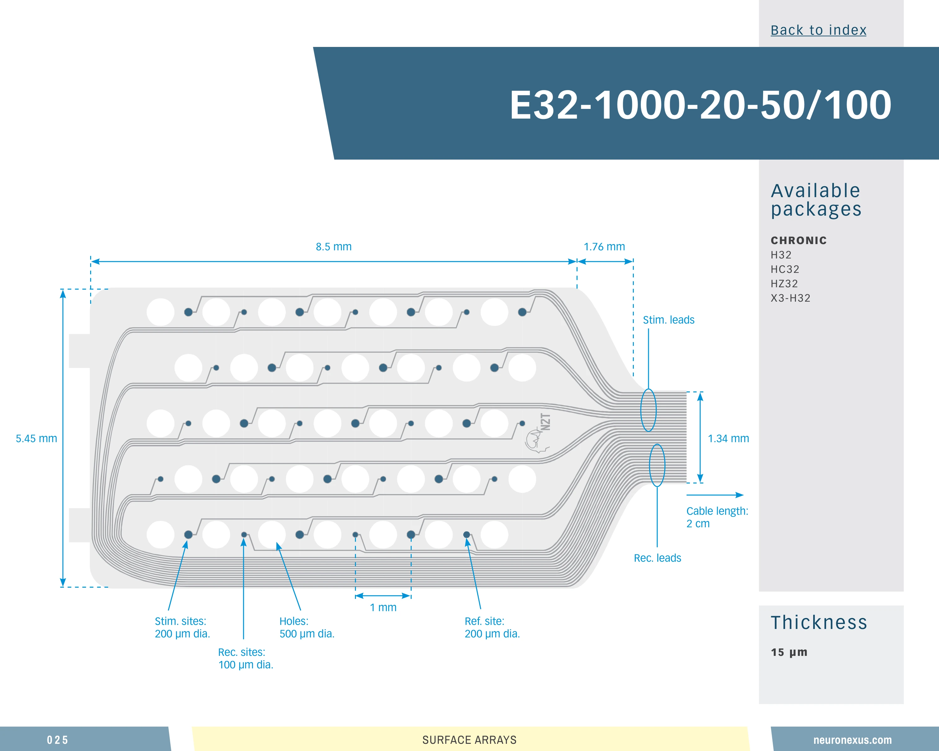 NeuroNexus E32 1000 Cl20 50 100 probe