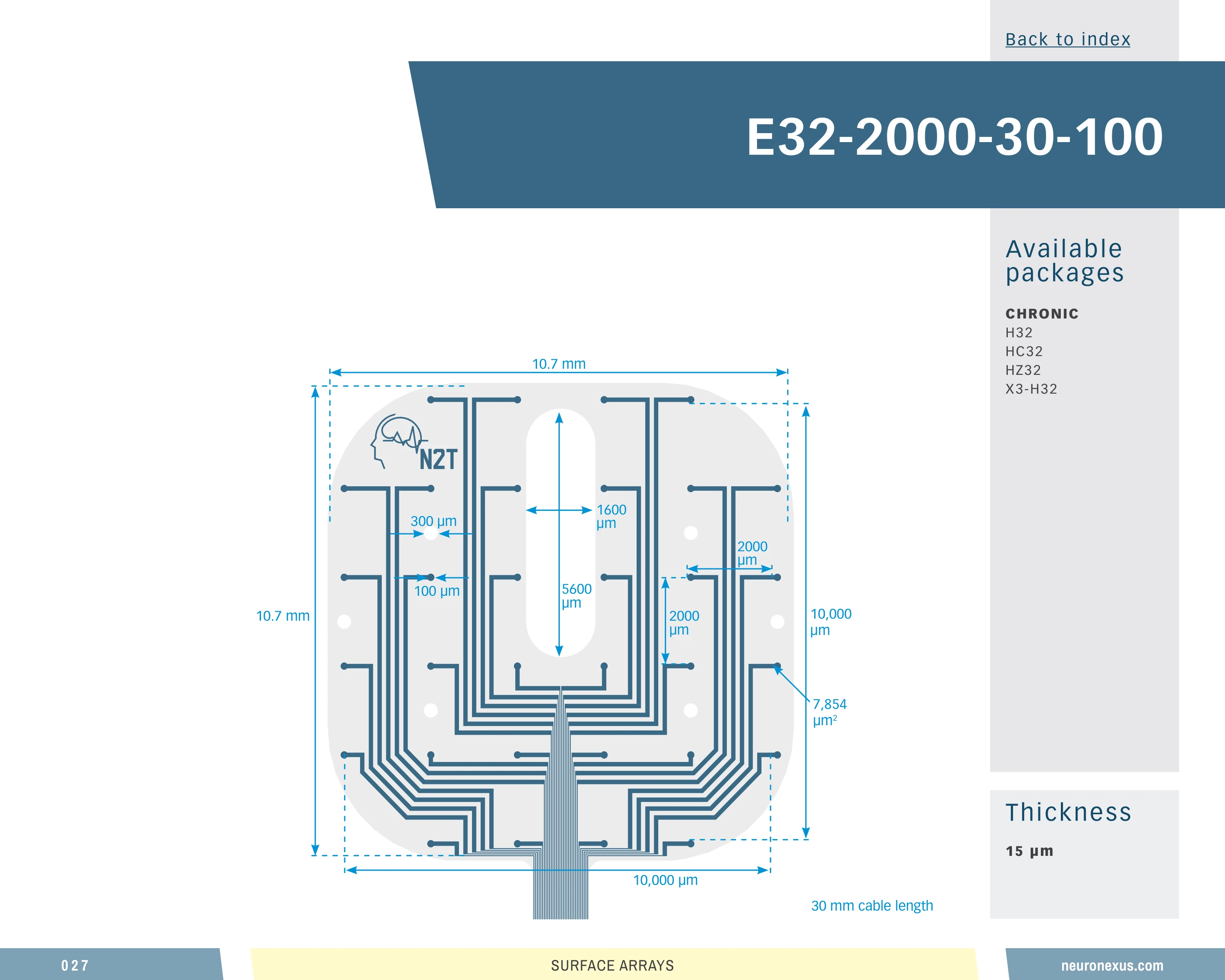 NeuroNexus E32 2000 Cl30 100 probe