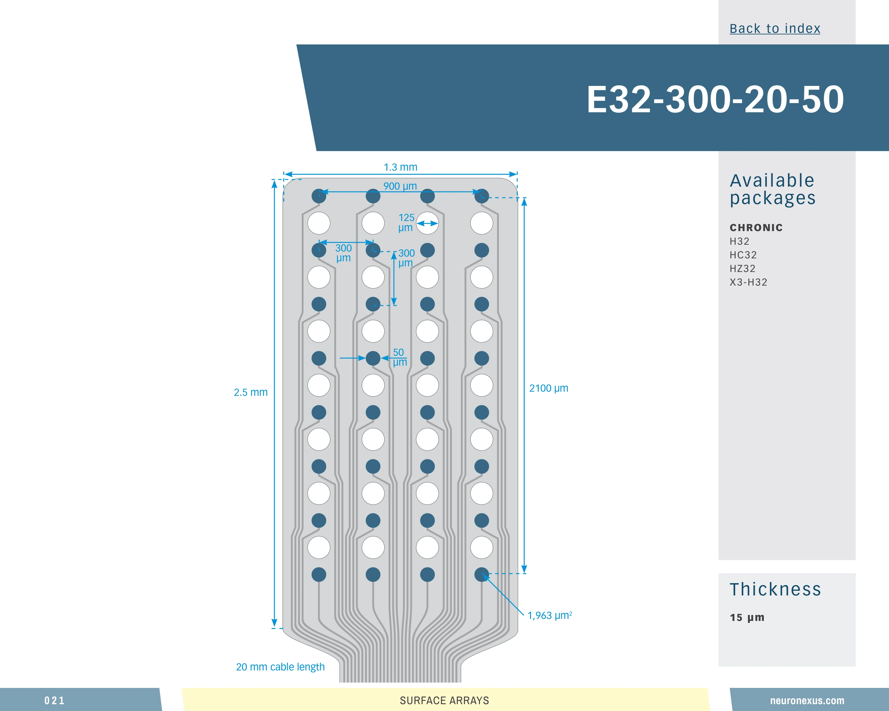 NeuroNexus E32 300 Cl20 50 probe