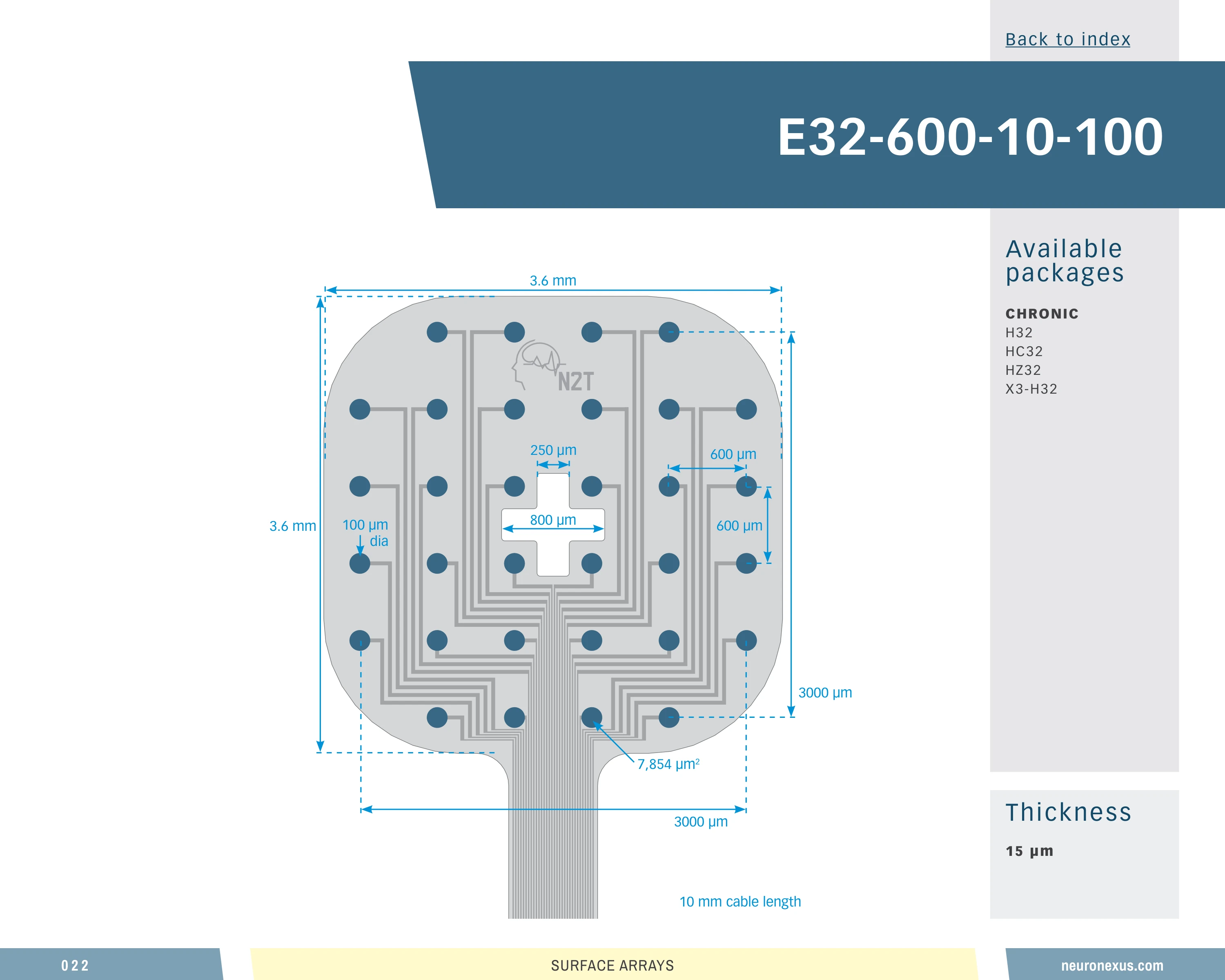 NeuroNexus E32 600 Cl10 100 probe