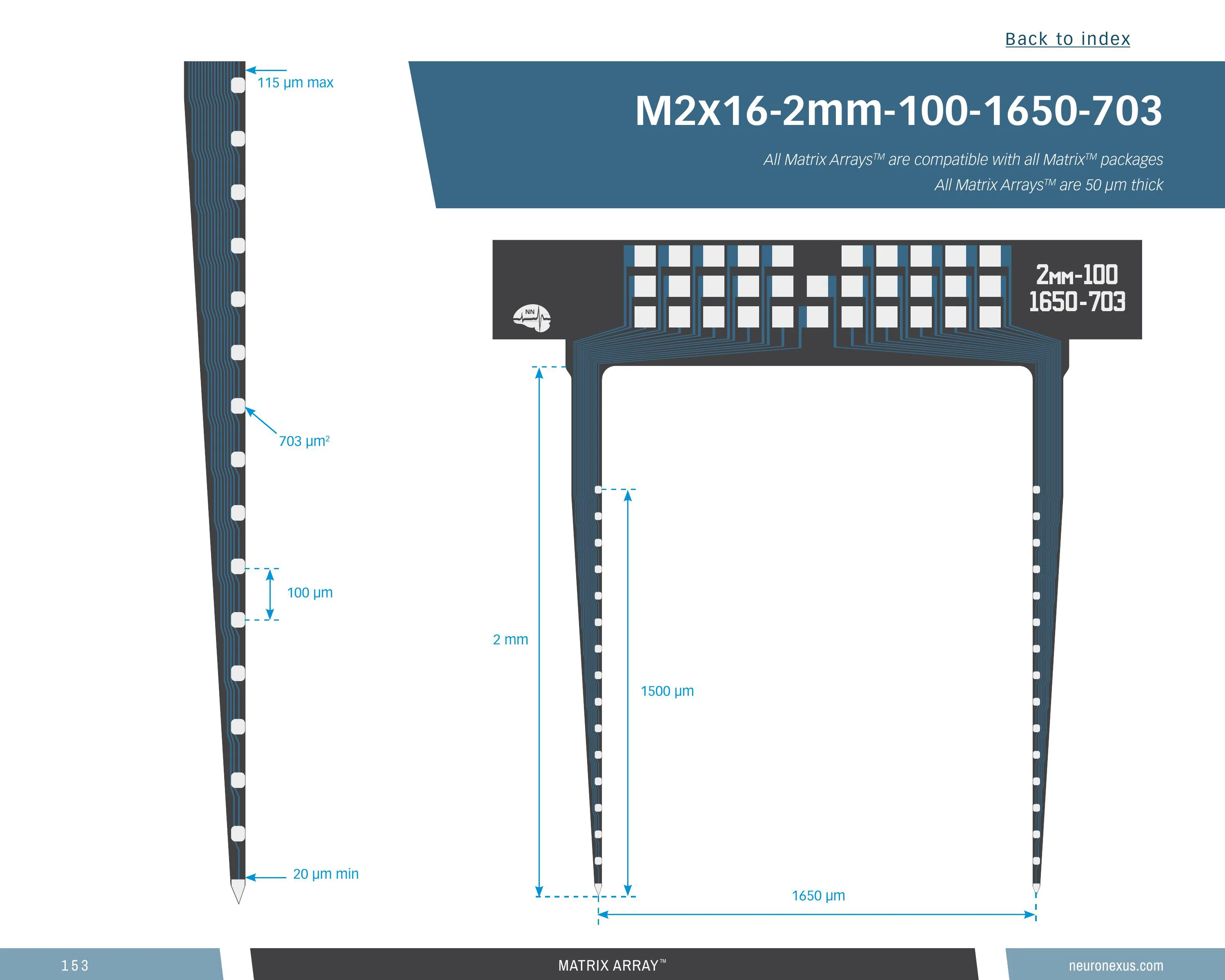NeuroNexus M2x16 2mm 100 1650 703 probe