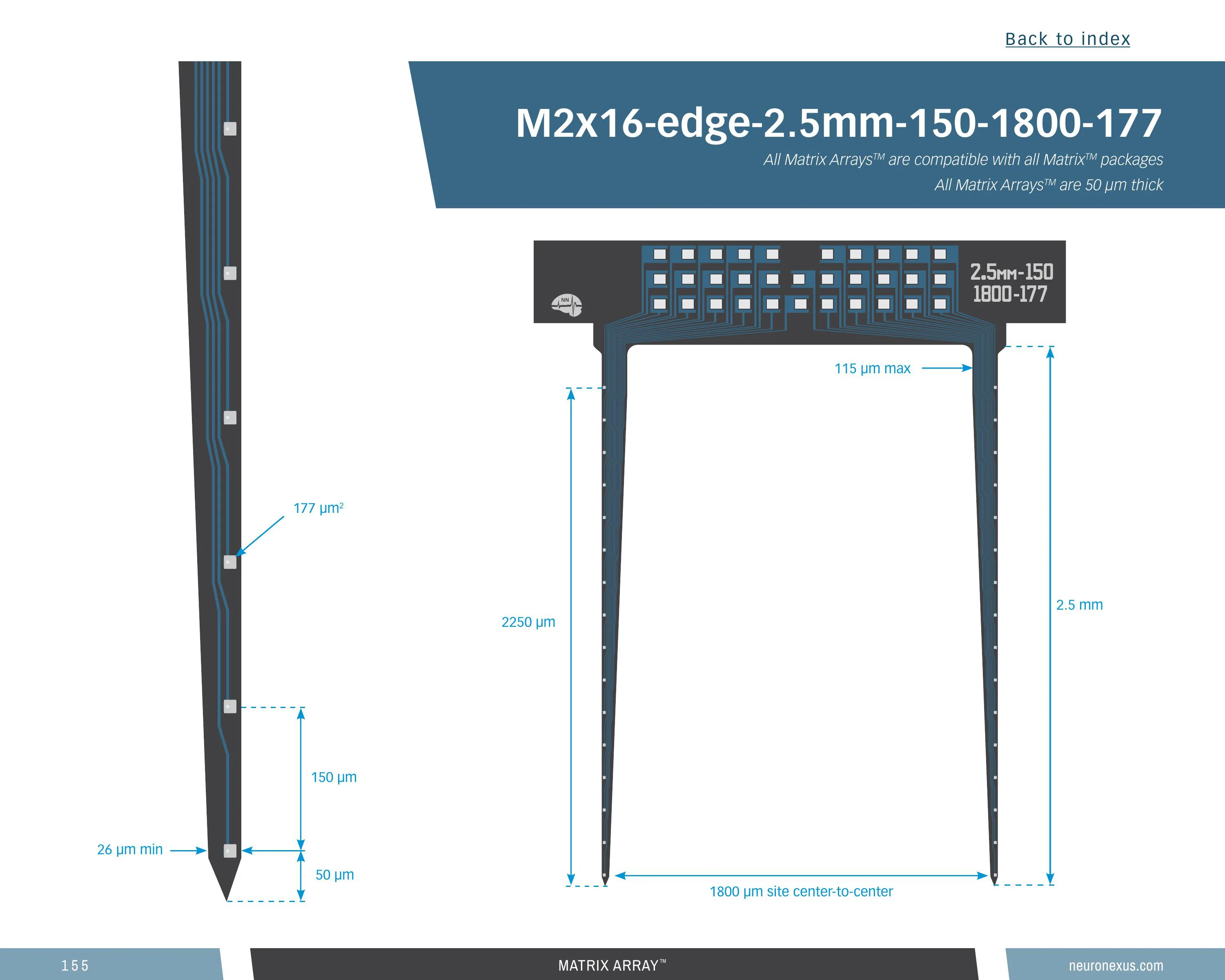 NeuroNexus M2x16 Edge 2p5mm 150 1800 177 probe