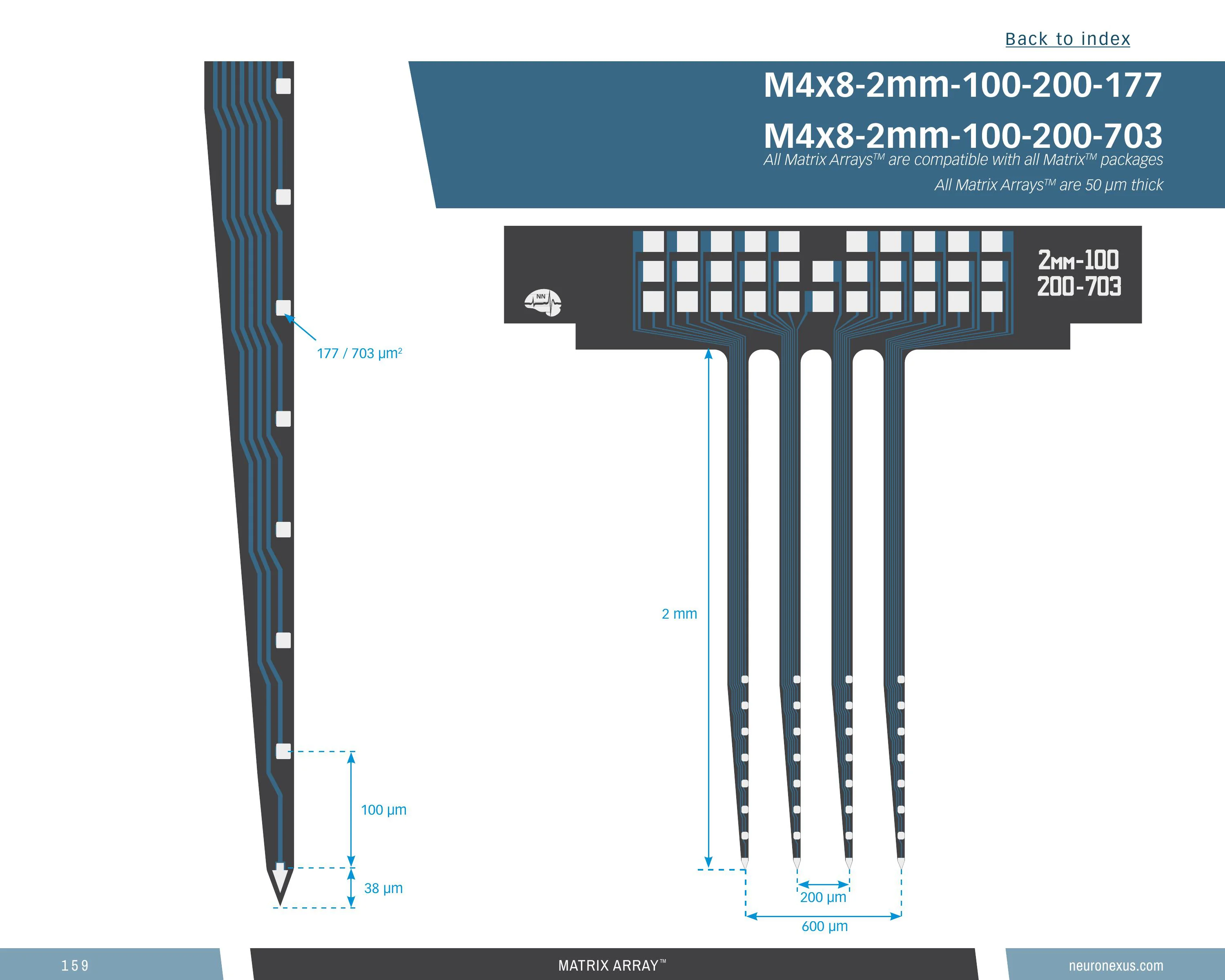 NeuroNexus M4x8 2mm 100 200 177 probe